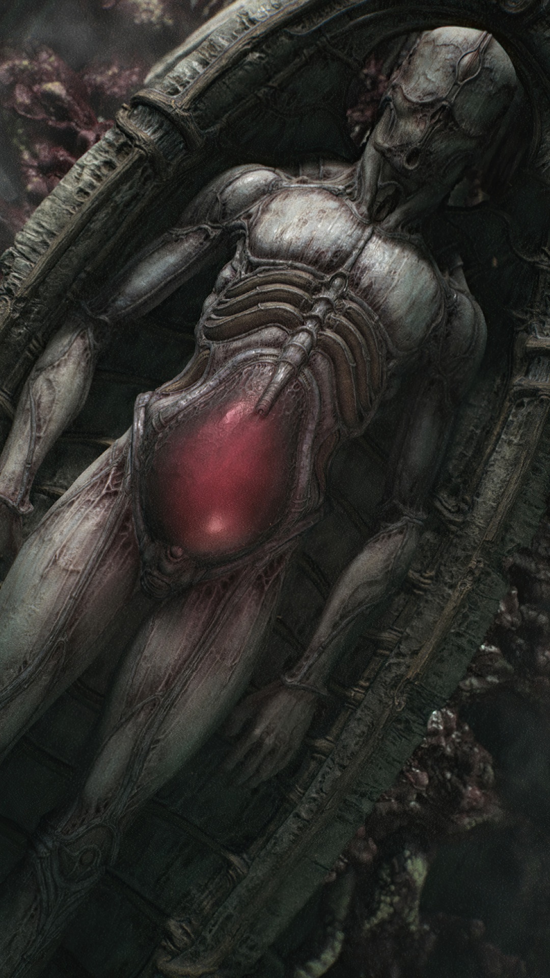 Scorn video game character in a sarcophagus HD Phone Wallpaper