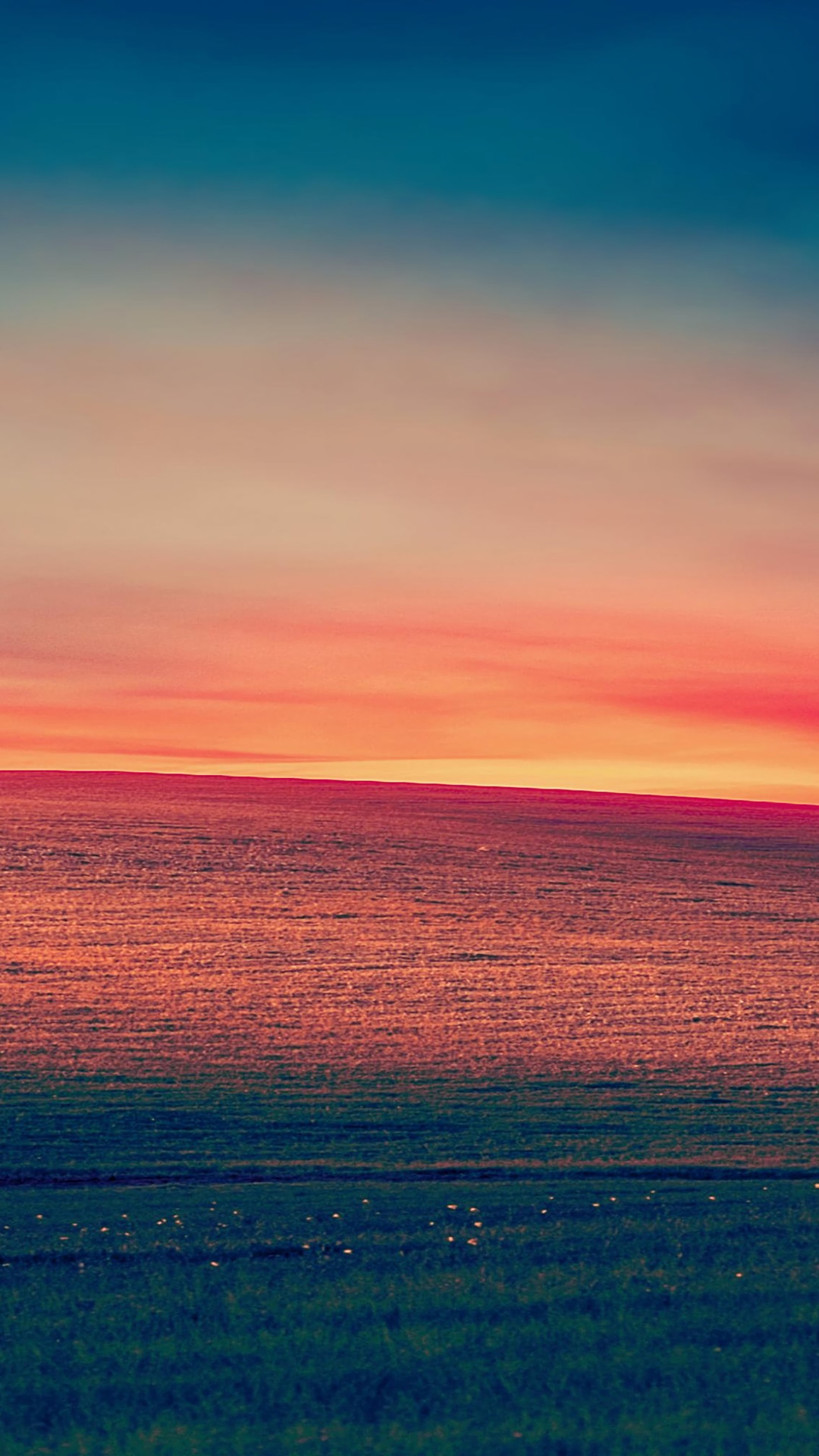 Sunset over a vast grassland landscape HD Phone Wallpaper