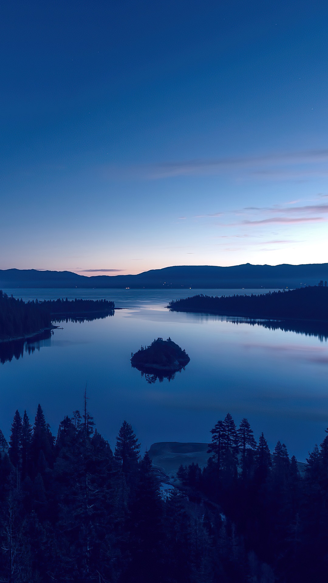 Lake and Forest at Dusk HD Phone Wallpaper