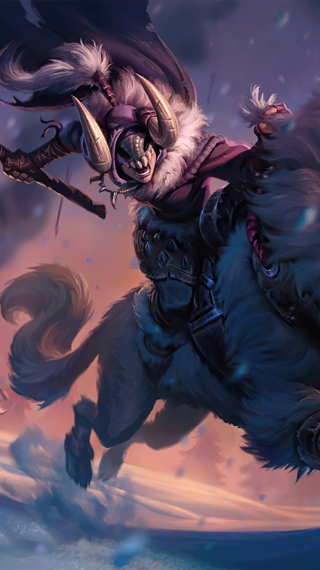 Sejuani from Legends of Runeterra riding a Bristle HD Phone Wallpaper