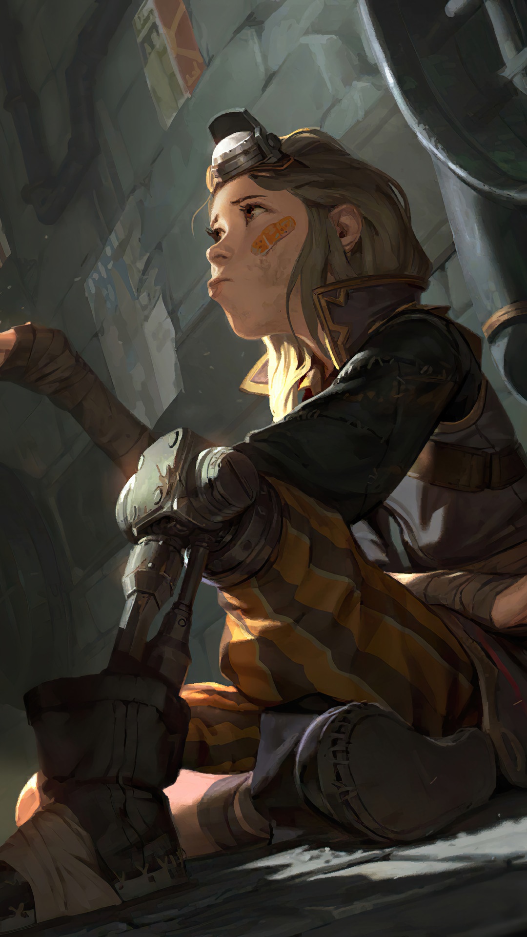 Girl with goggles and prosthetic leg in Legends of Runeterra HD Phone Wallpaper