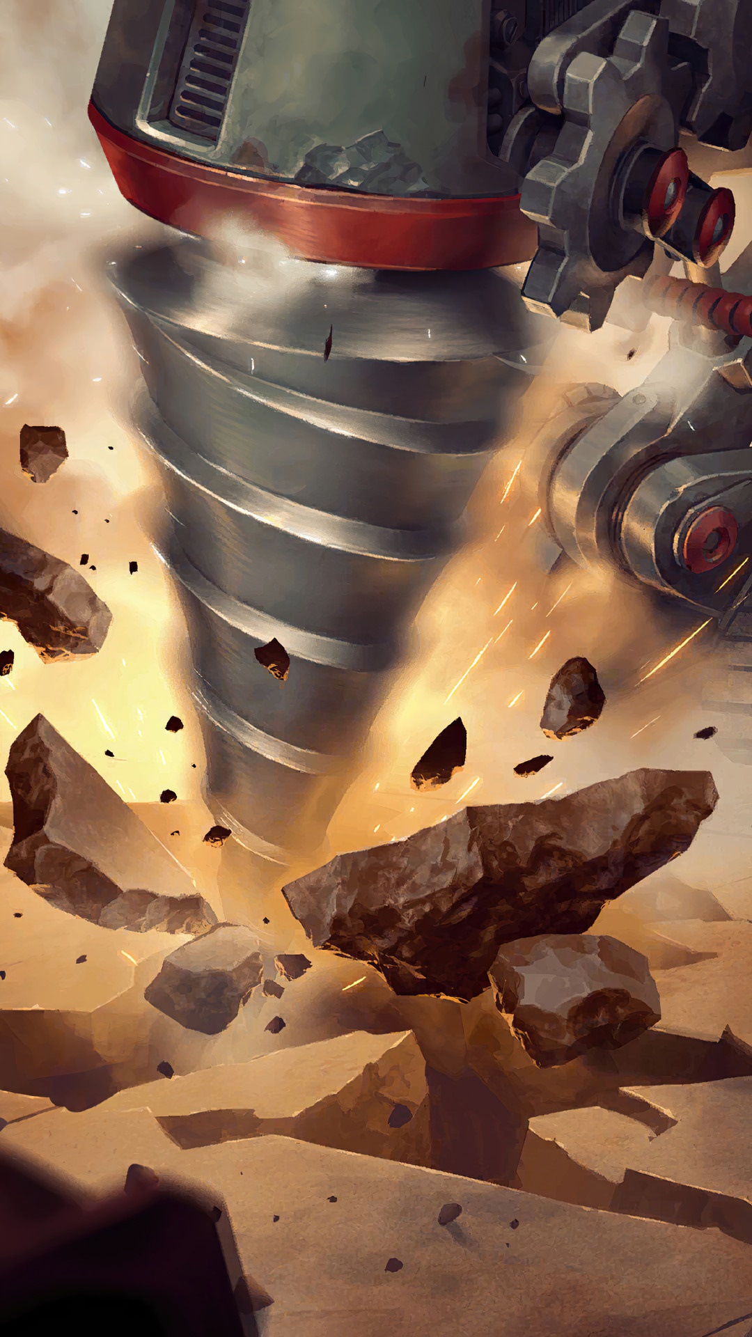 Drill breaking through ground in Legends of Runeterra HD Phone Wallpaper
