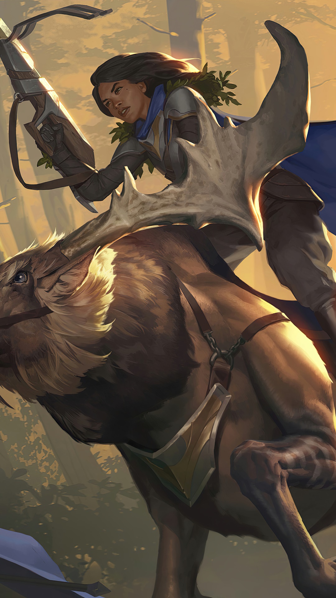 Girl riding a creature in Legends of Runeterra HD Phone Wallpaper