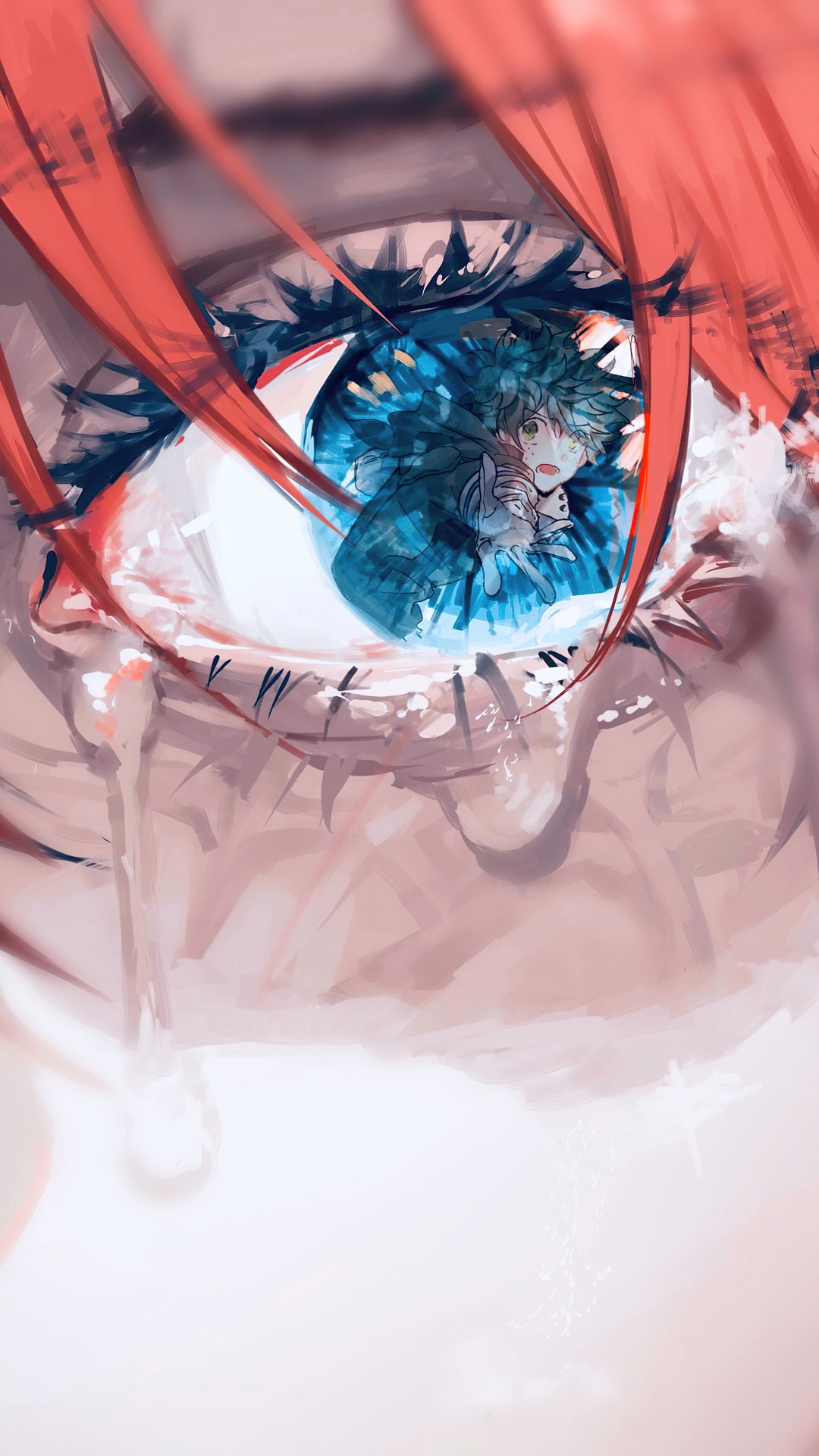 Izuku Midoriya reflected in an eye in My Hero Academia HD Phone Wallpaper