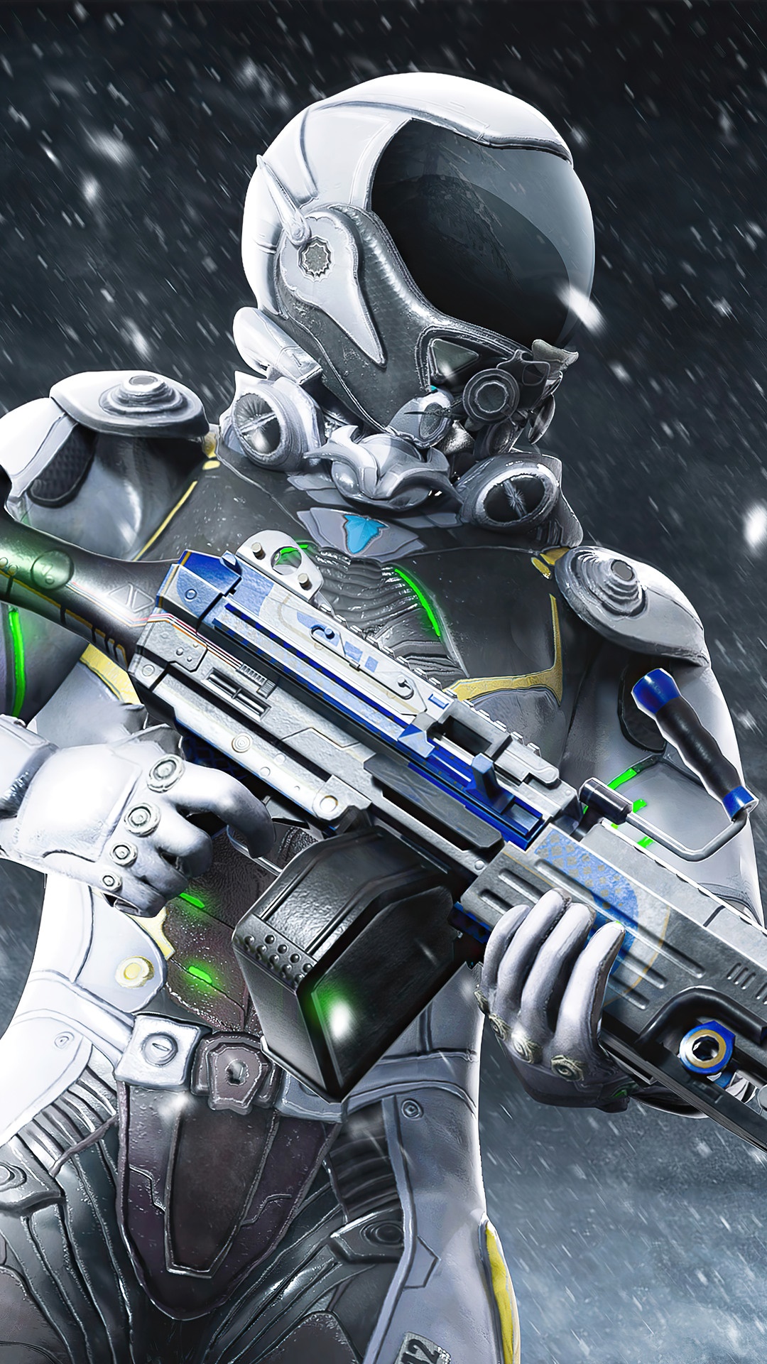 Soldier in futuristic armor holding a rifle HD Phone Wallpaper