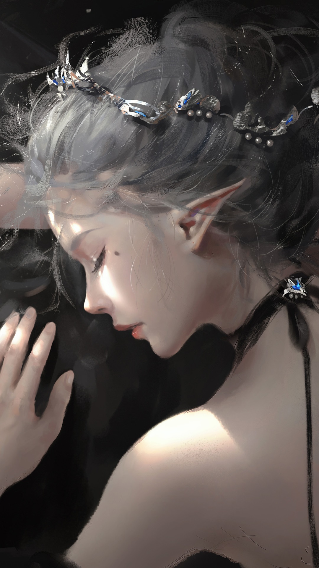 Elf girl with a crown sleeping HD Phone Wallpaper