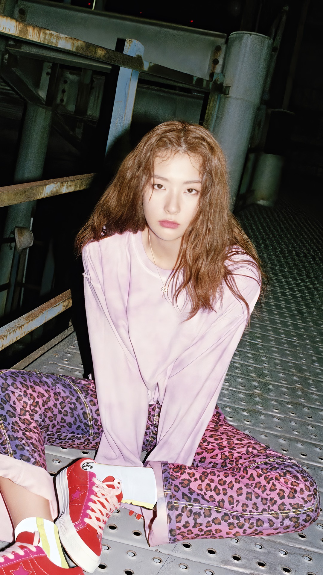 Seulgi from Red Velvet sitting on a metal platform HD Phone Wallpaper