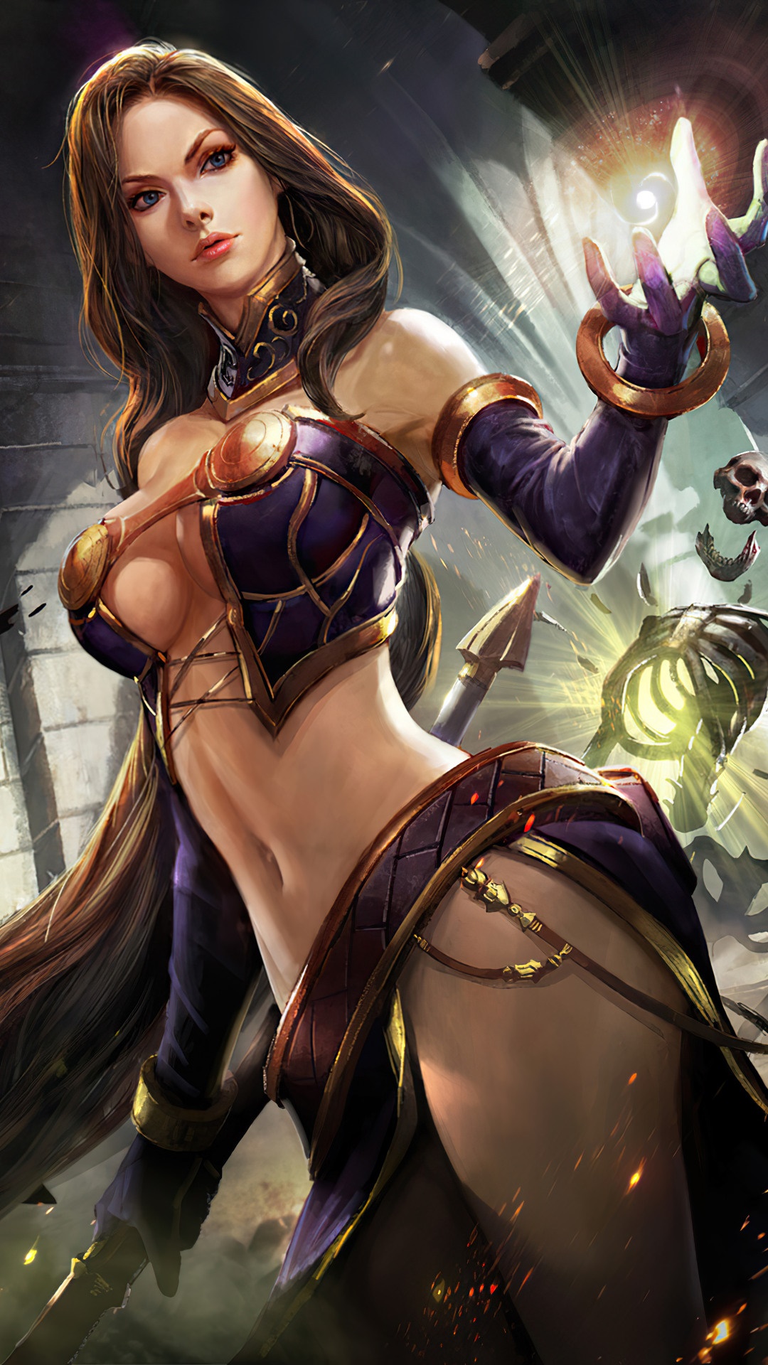 Fantasy Wizard Woman Casting Magic Spell HD Phone Wallpaper