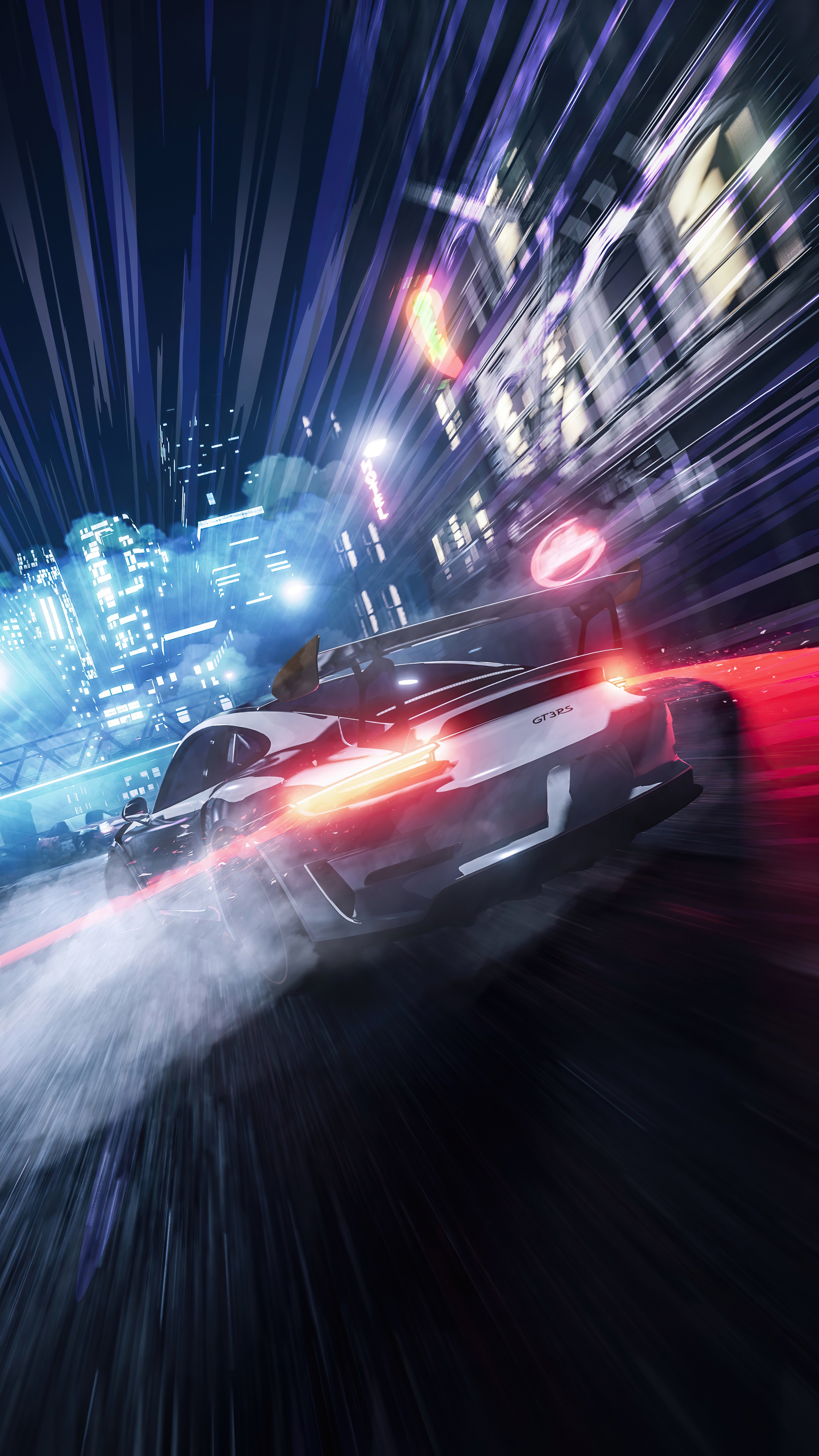 Need for Speed Porsche GT3 RS Drifting in City HD Phone Wallpaper