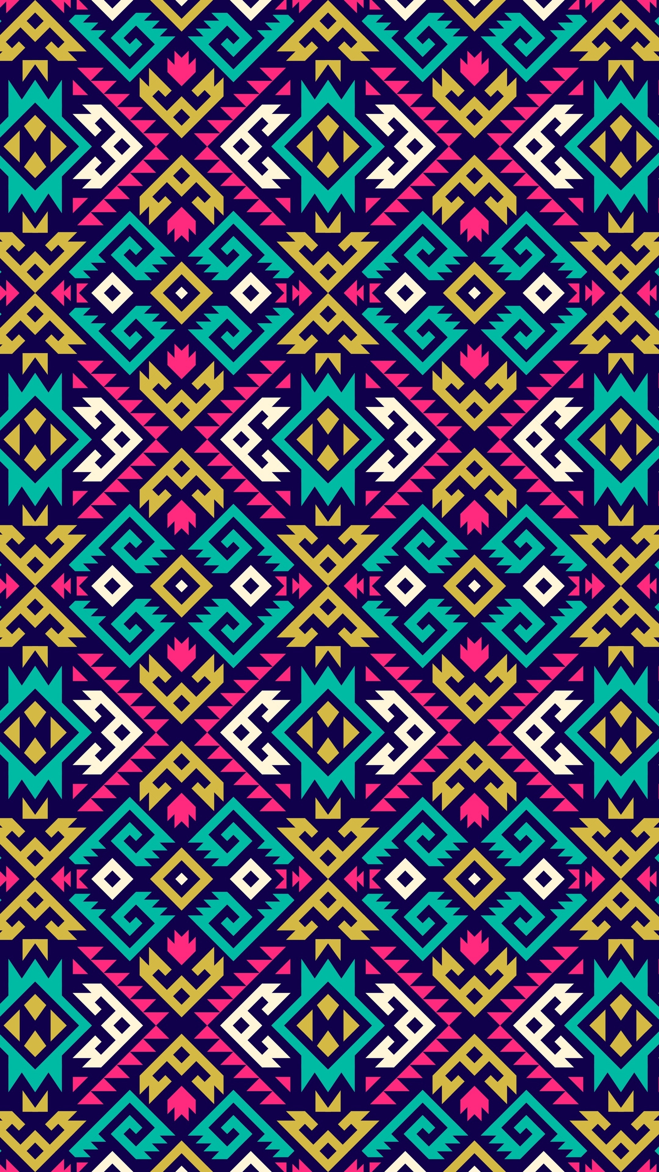 Abstract geometric pattern with colorful tribal motifs HD Phone Wallpaper