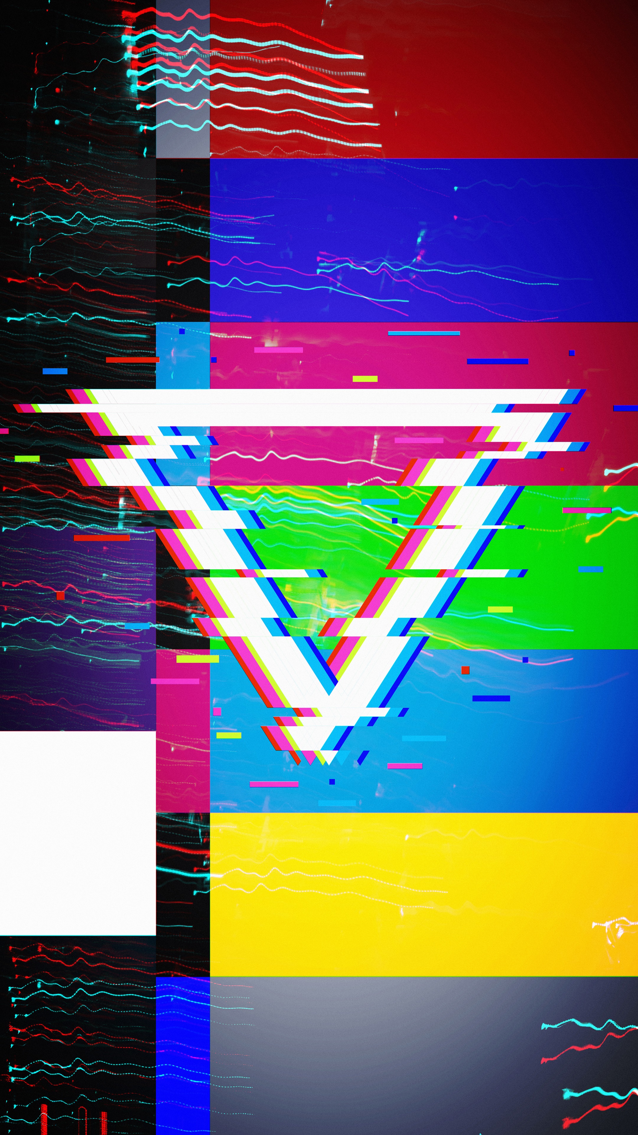 Abstract digital art with triangle and glitch effects HD Phone Wallpaper