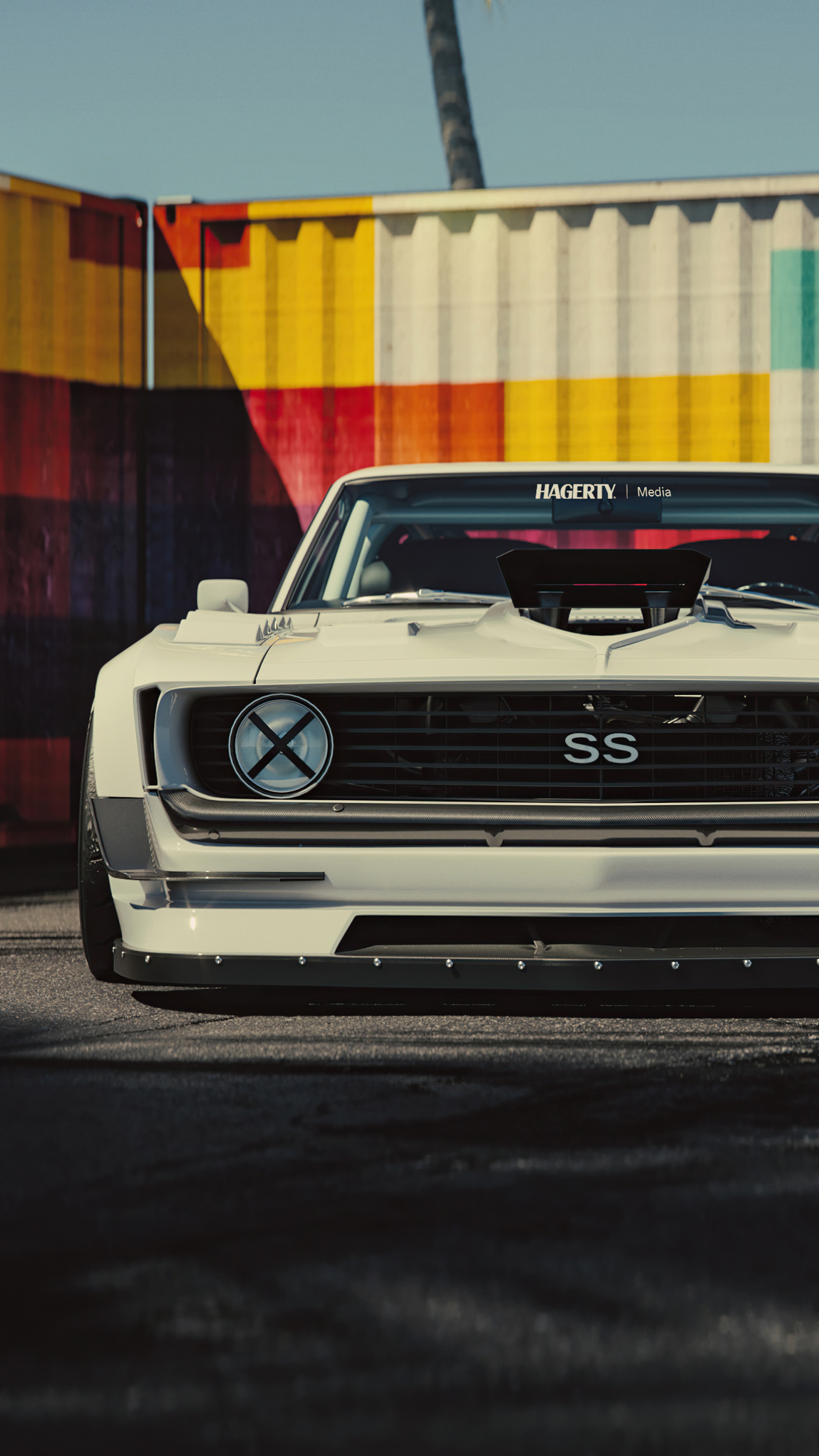 White Chevrolet Camaro SS with Hagerty Media sticker HD Phone Wallpaper