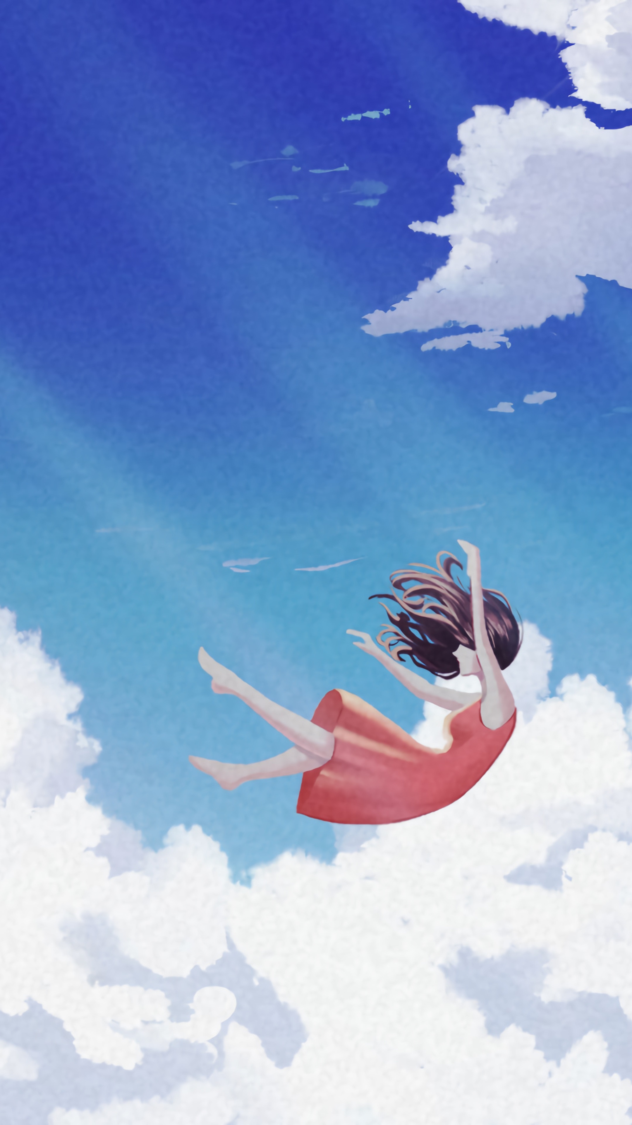Girl falling through the sky HD Phone Wallpaper