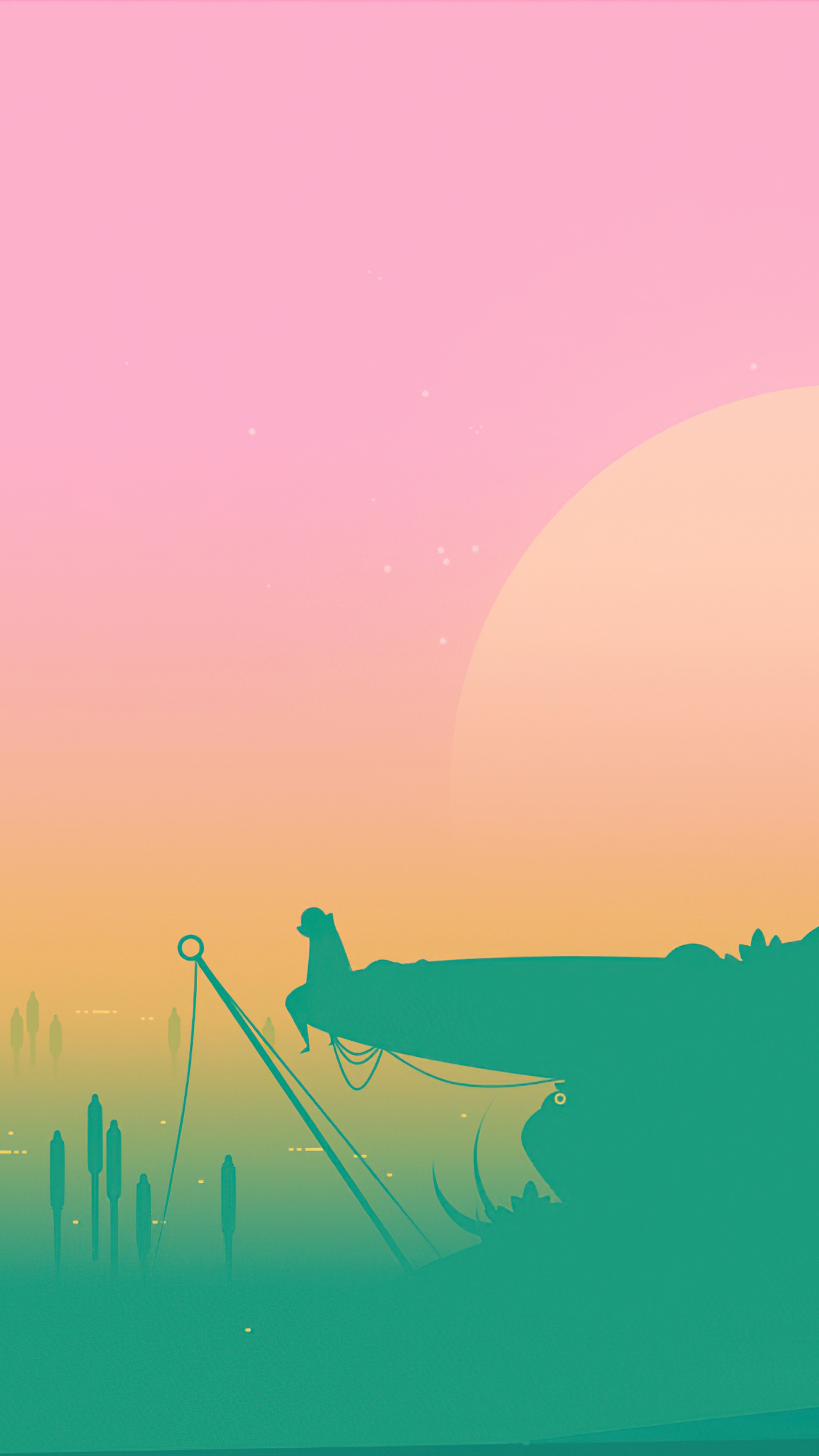 Silhouette of a person on a boat at sunset HD Phone Wallpaper