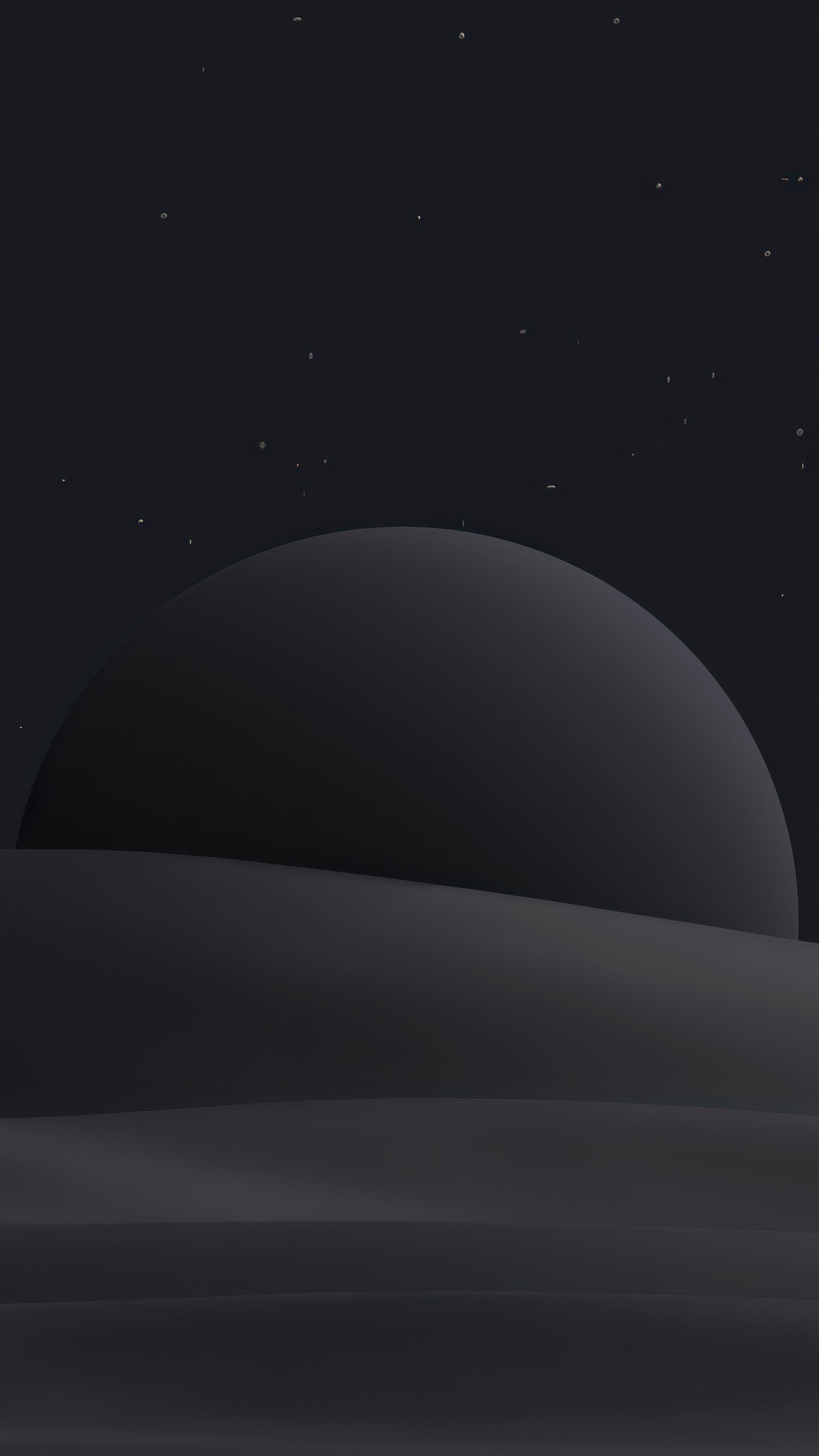 Dark digital art of mountains under starry sky HD Phone Wallpaper