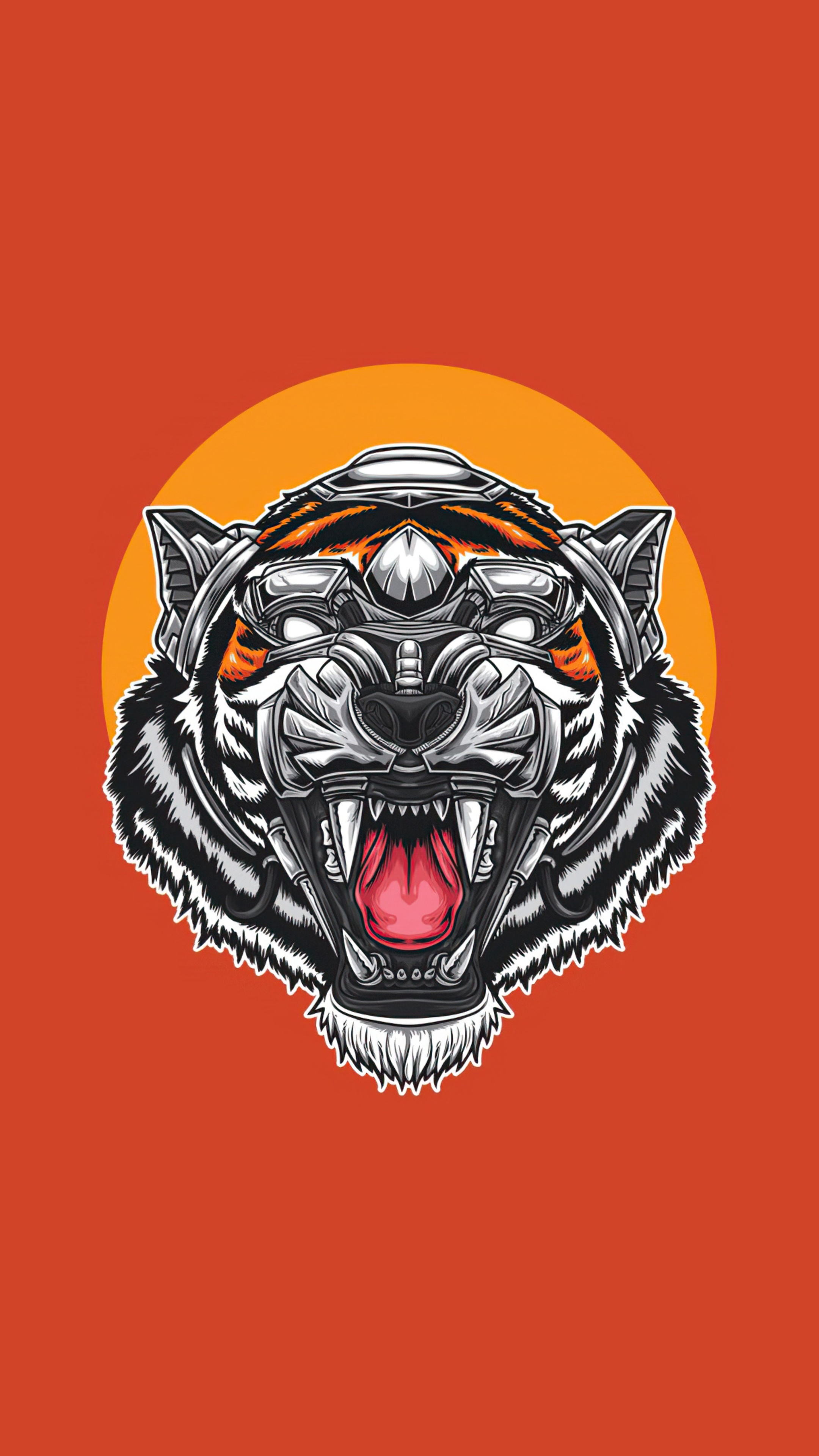 Mechanical Tiger Head Artwork HD Phone Wallpaper