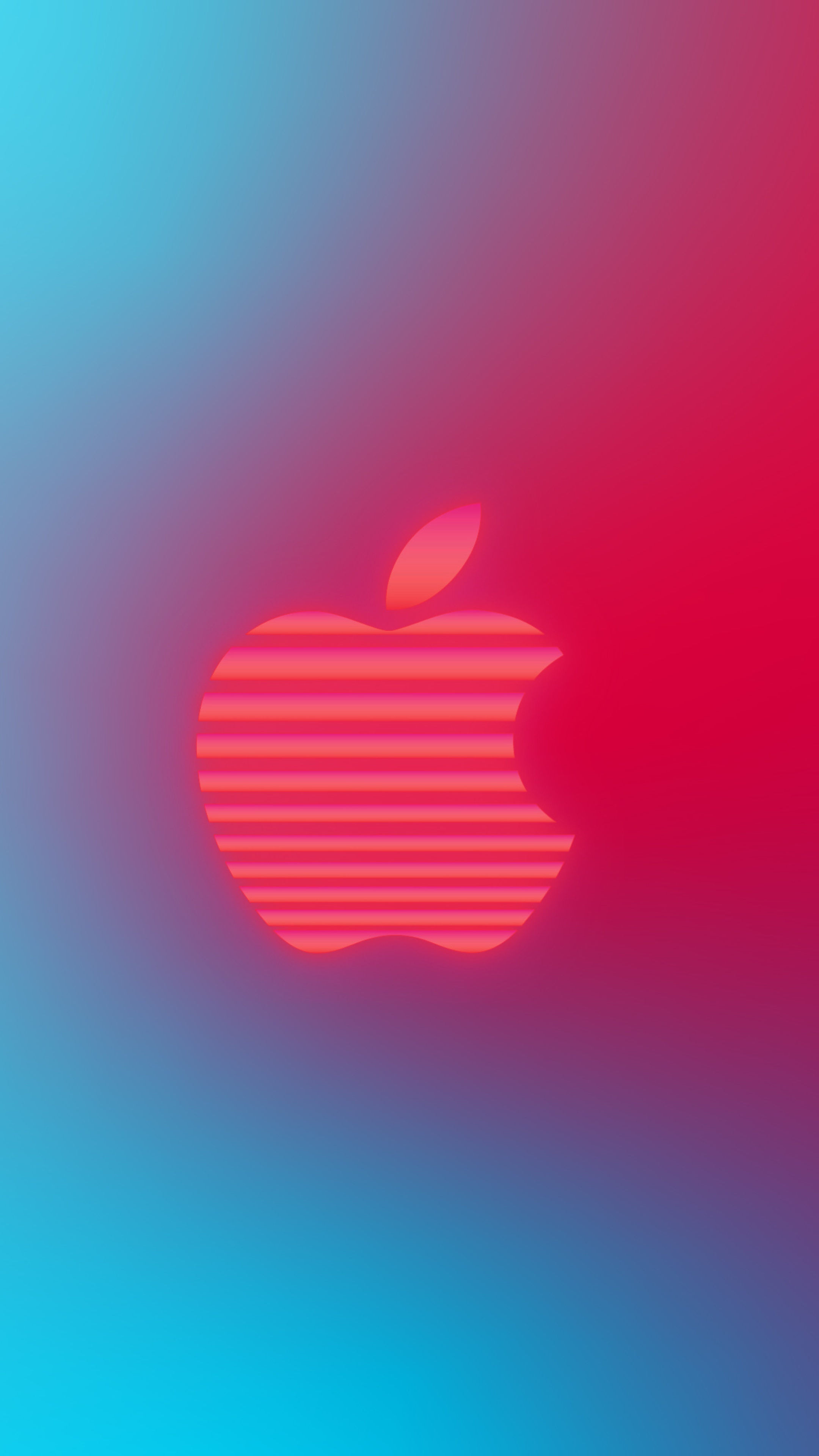 Apple logo with horizontal lines on a gradient background HD Phone Wallpaper