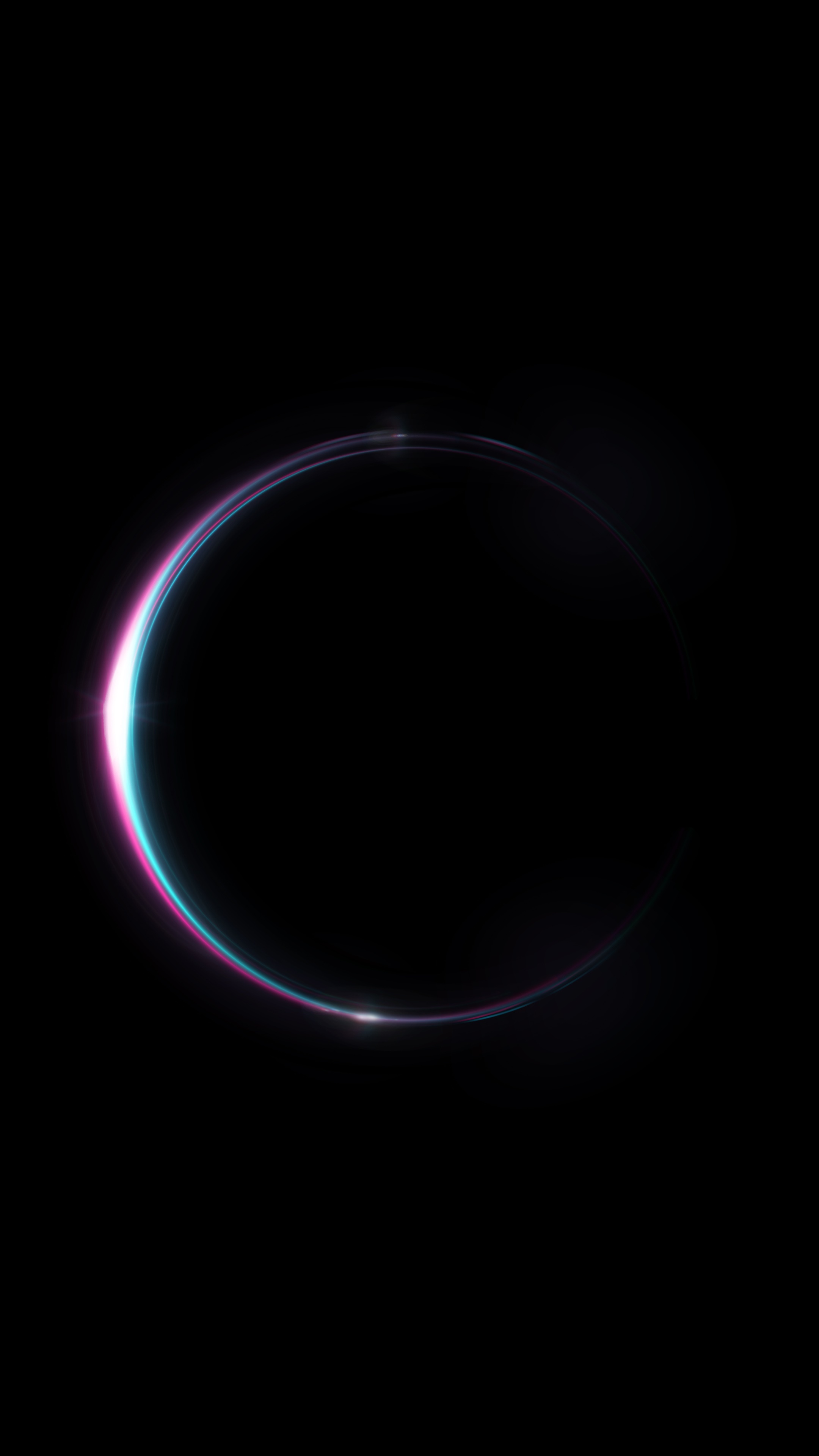 Digital art of a glowing ring on a black background HD Phone Wallpaper