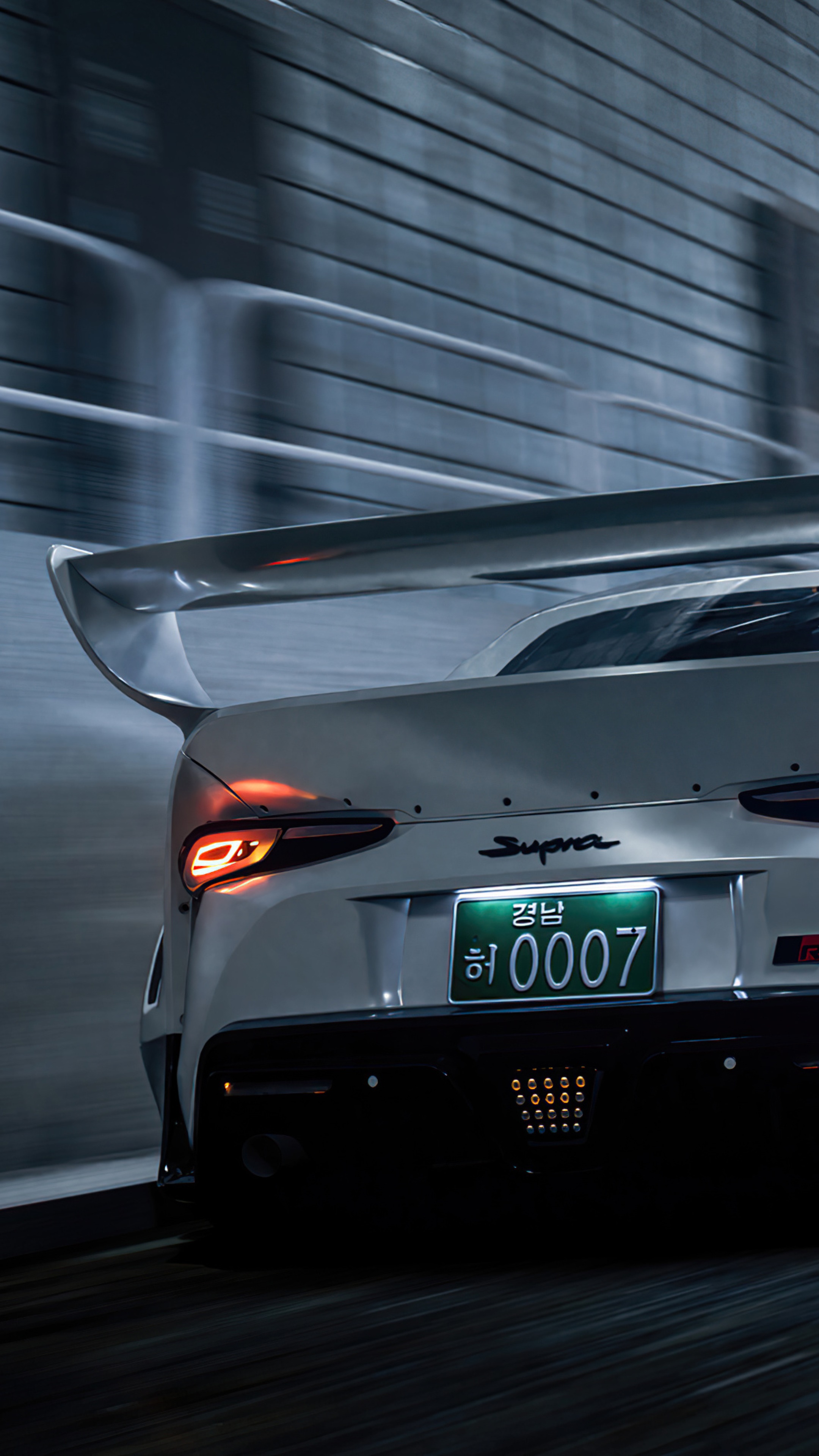 White Toyota Supra with spoiler and license plate HD Phone Wallpaper