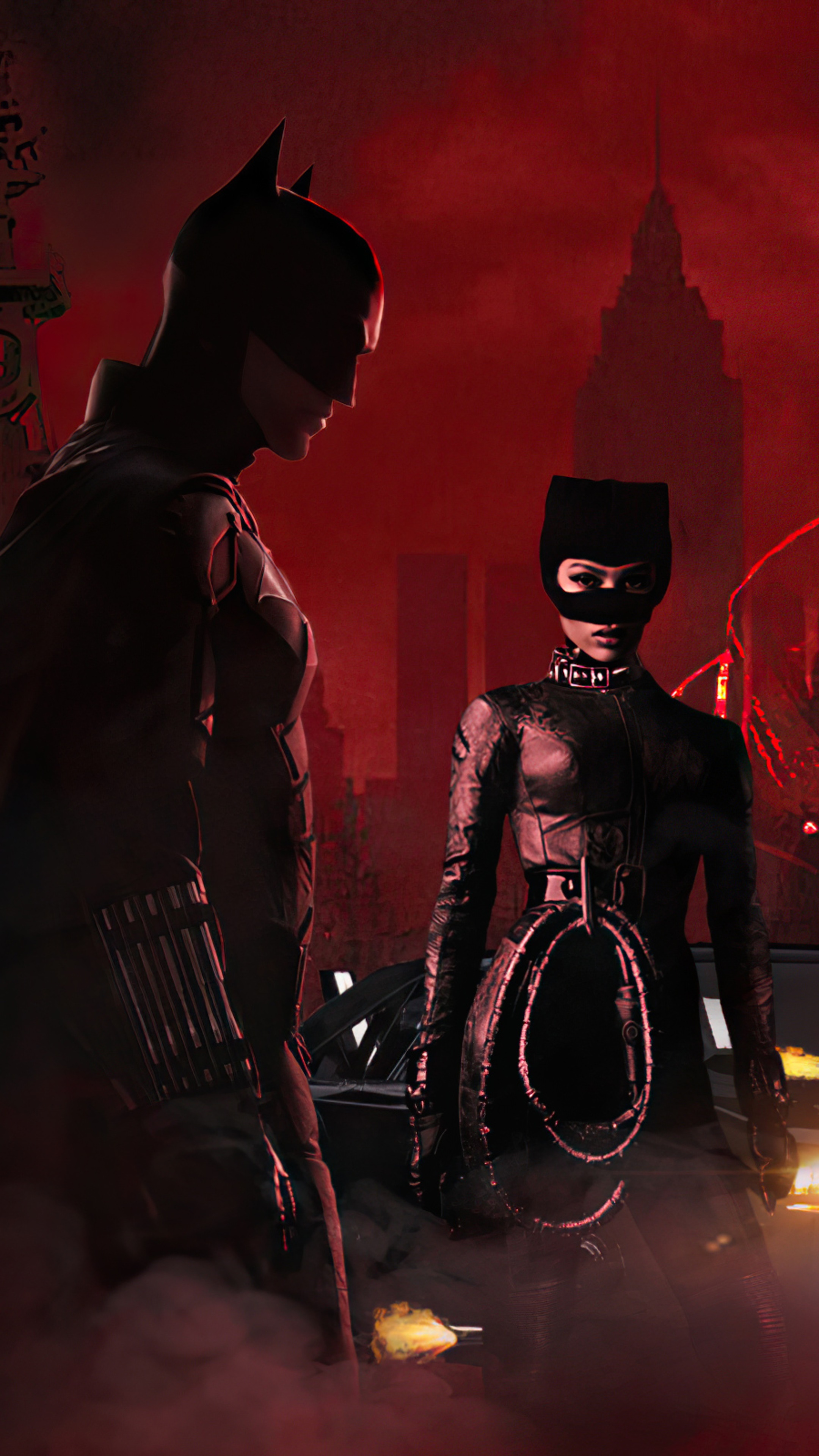 Batman and Catwoman from The Batman 4K HD Phone Wallpaper