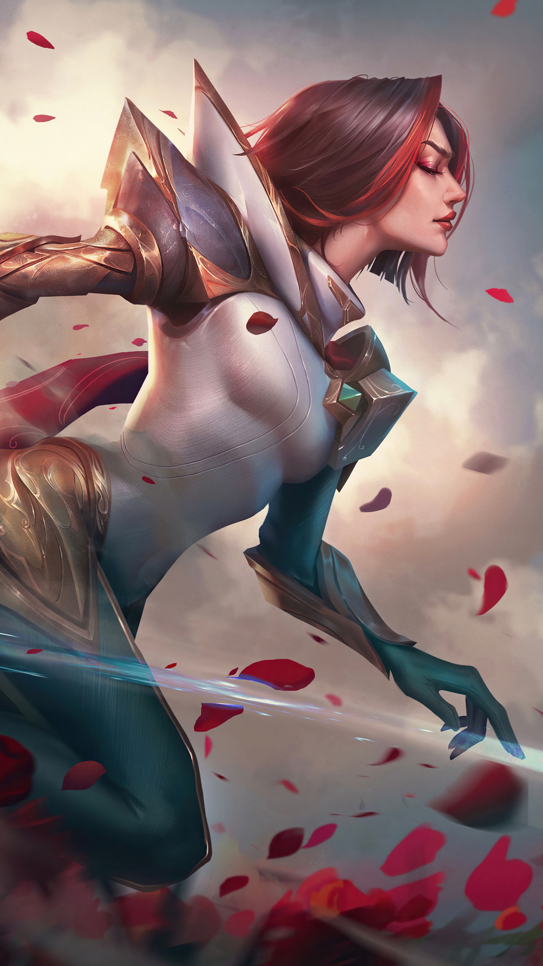 Artgerm's artwork of a woman with red-streaked hair HD Phone Wallpaper