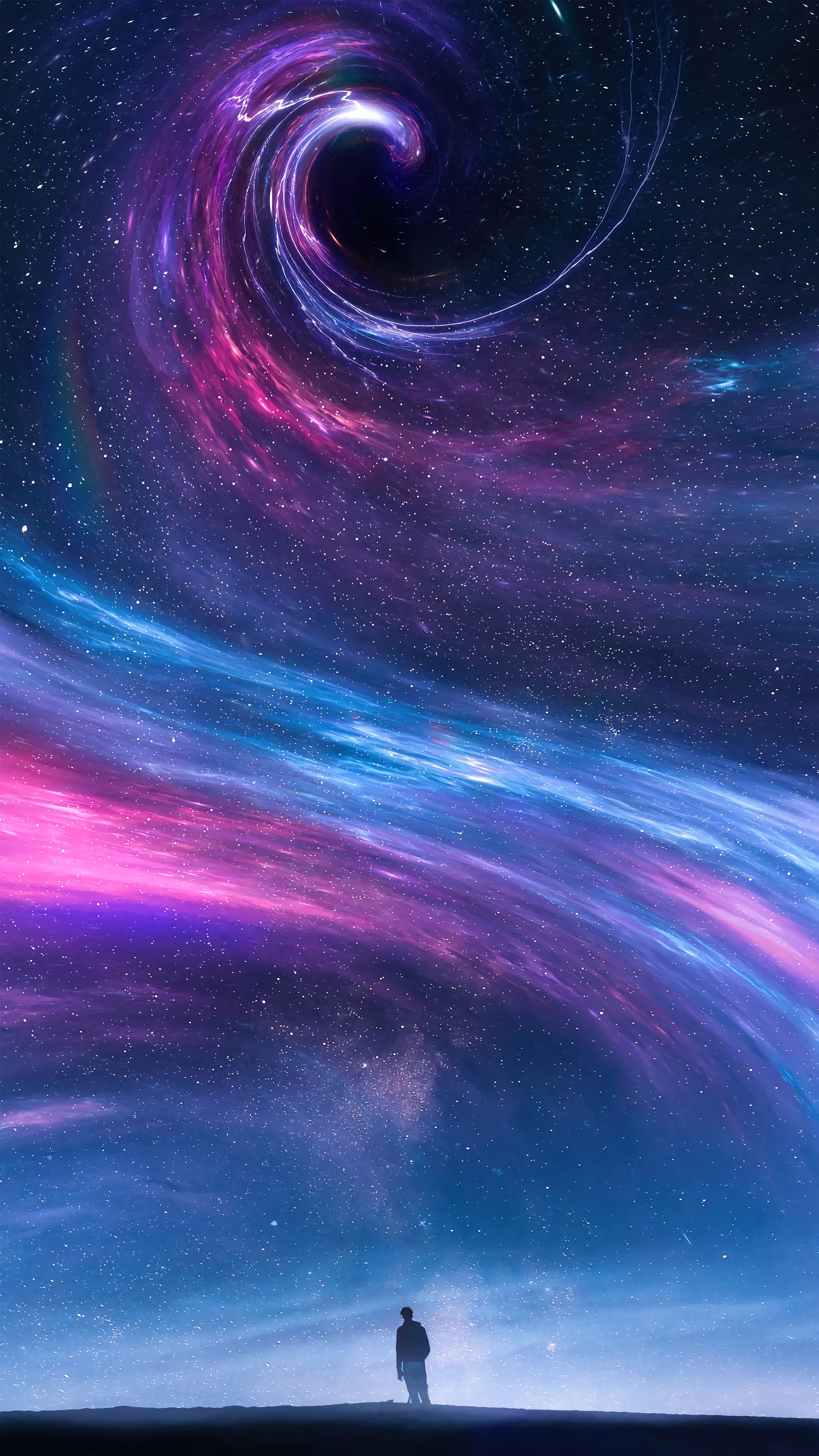 Digital Art of a Black Hole and Nebula 4K HD Phone Wallpaper