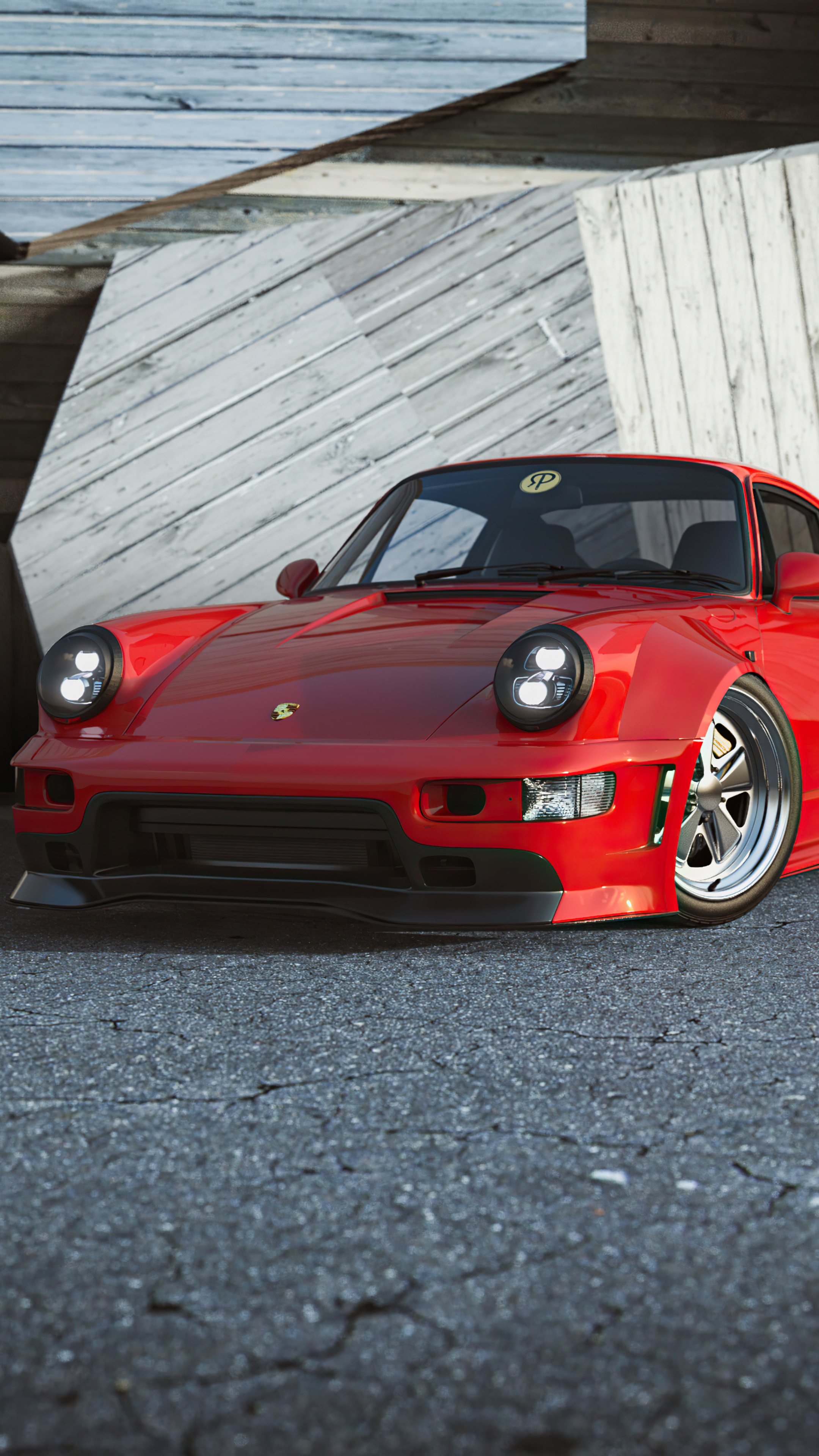Red Porsche 911 modified sports car HD Phone Wallpaper