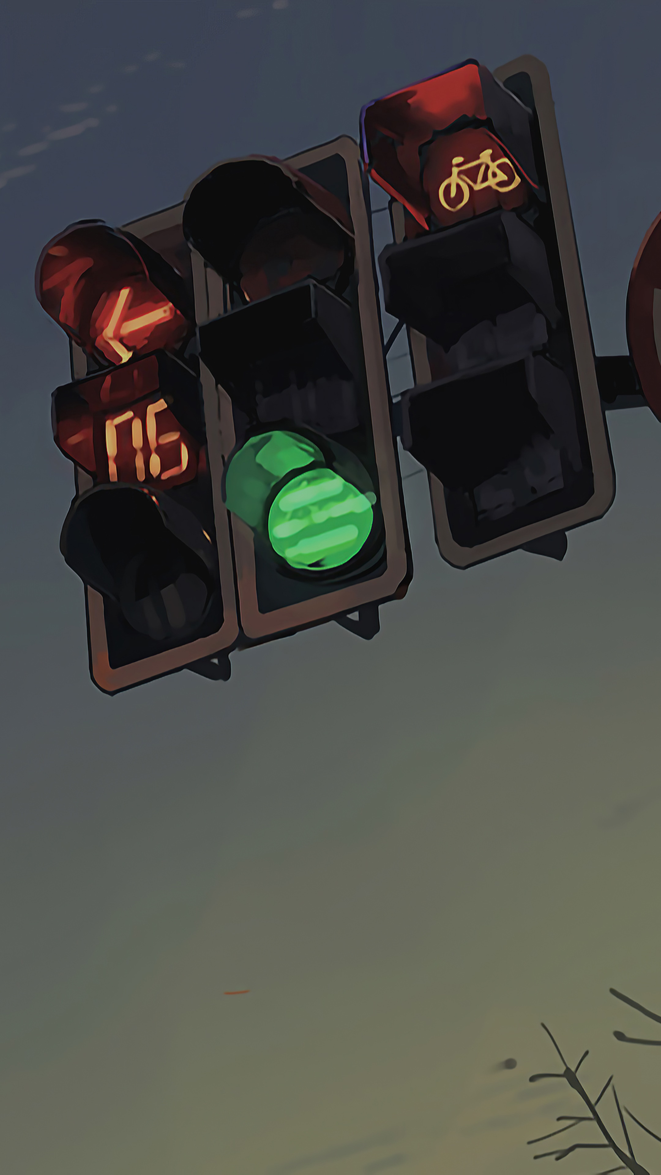 Traffic lights with watermelon and bicycle symbol HD Phone Wallpaper