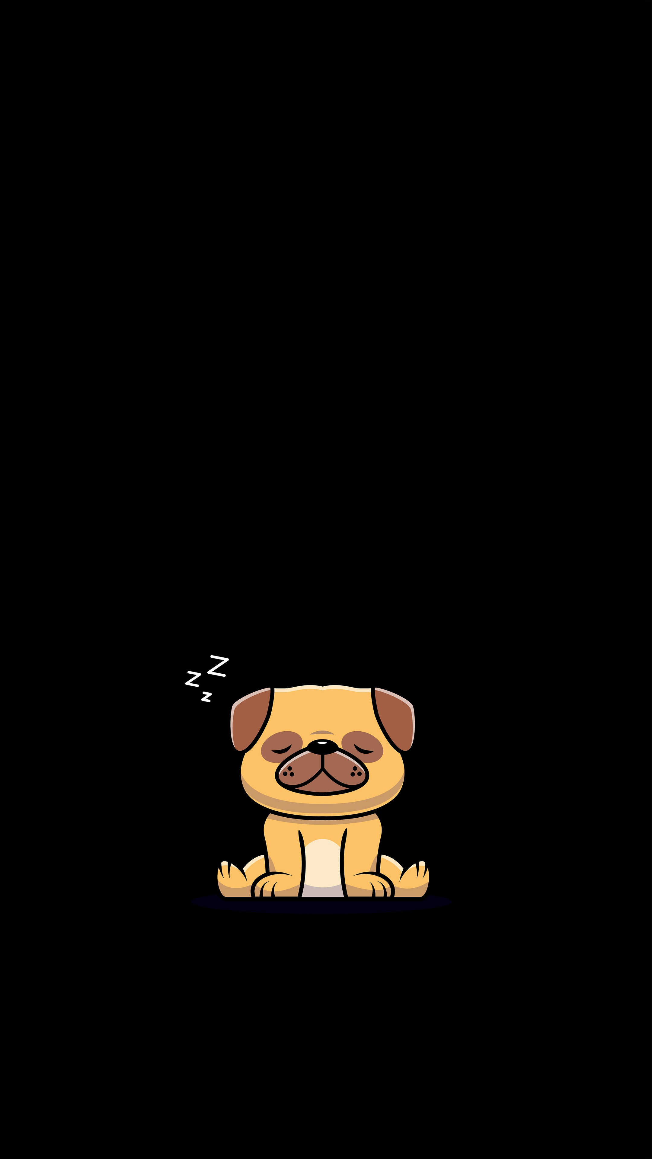 Minimalist sleeping pug illustration HD Phone Wallpaper