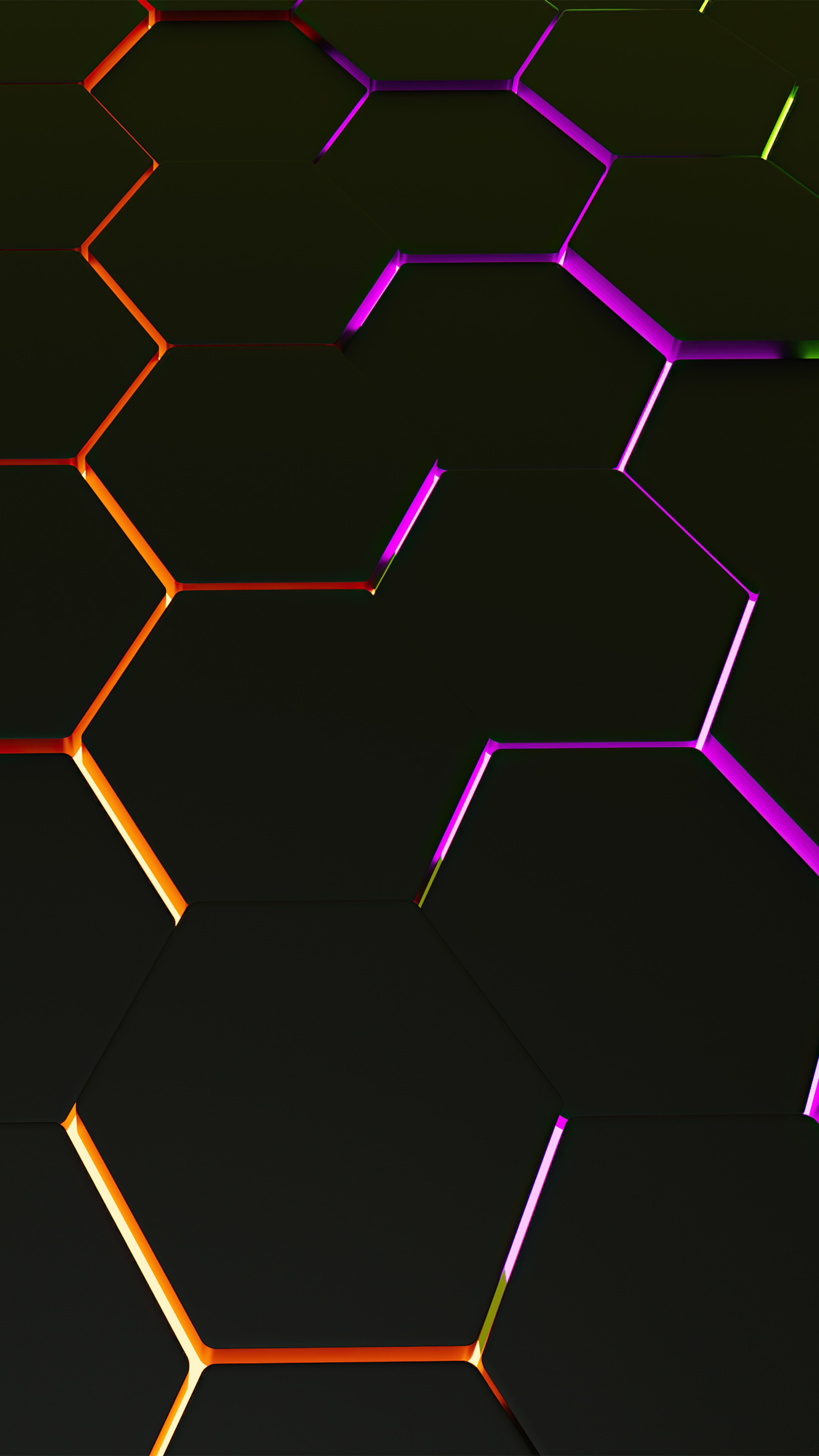 Abstract Hexagon Pattern with Neon Glow HD Phone Wallpaper