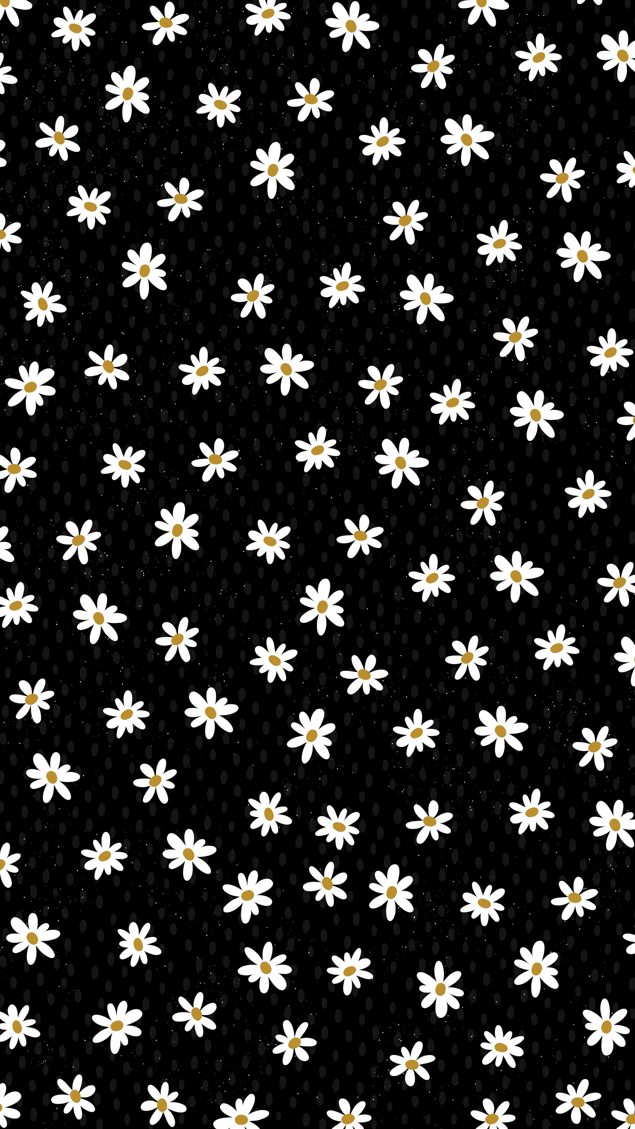 Abstract black background with white flowers HD Phone Wallpaper