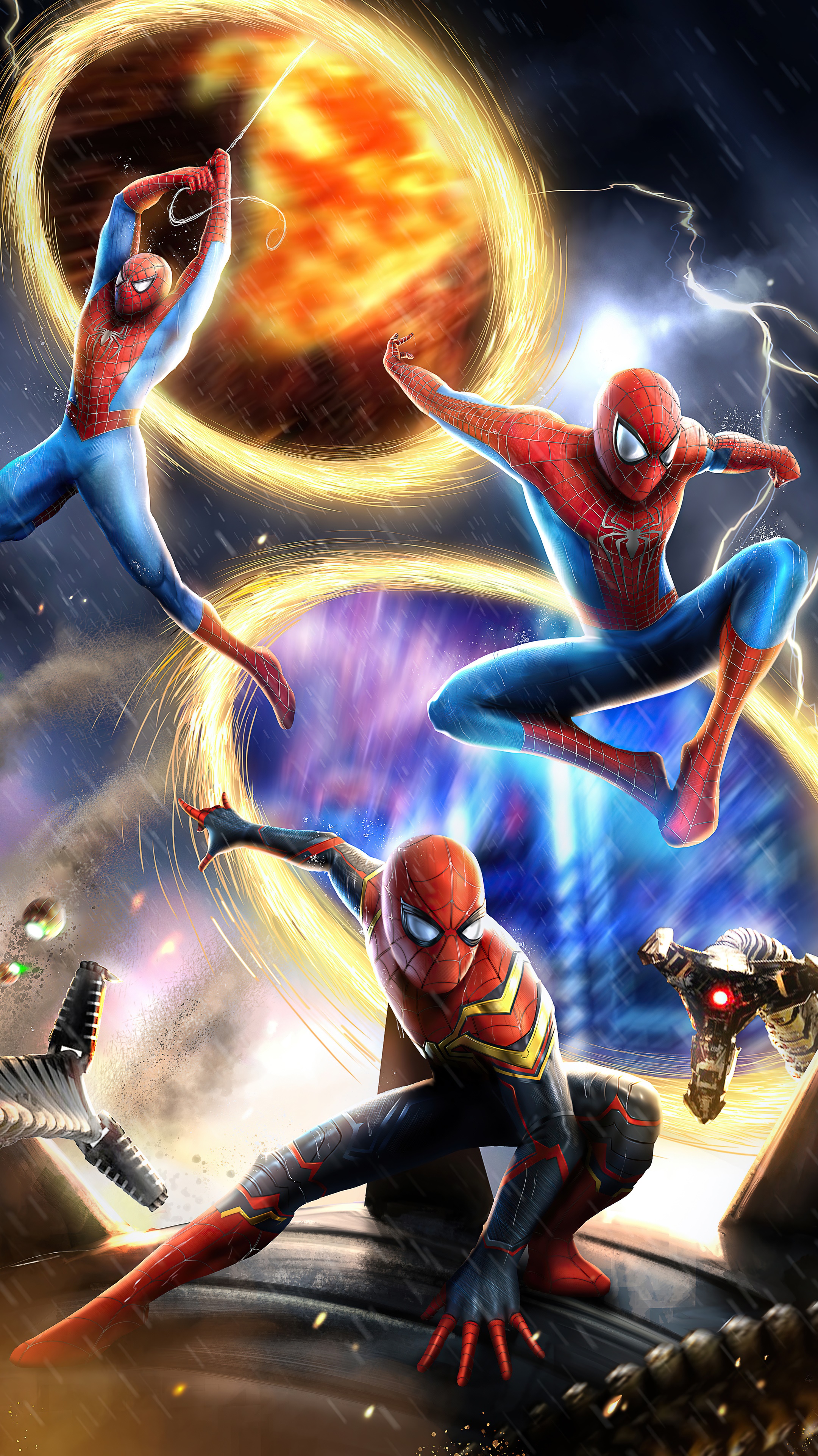 Spider-Man: No Way Home with Three Spider-Men HD Phone Wallpaper