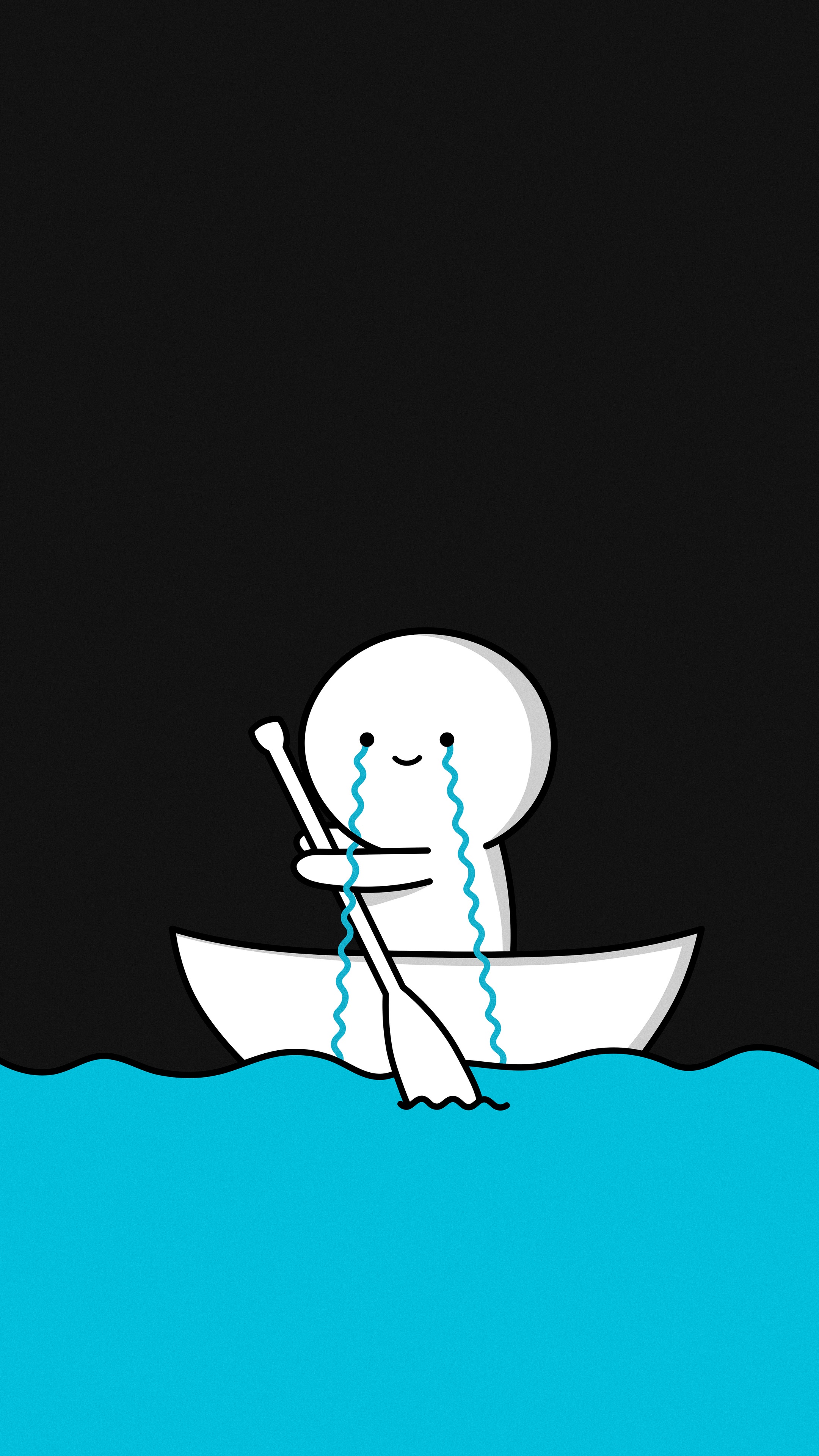 Sad character crying in a boat HD Phone Wallpaper