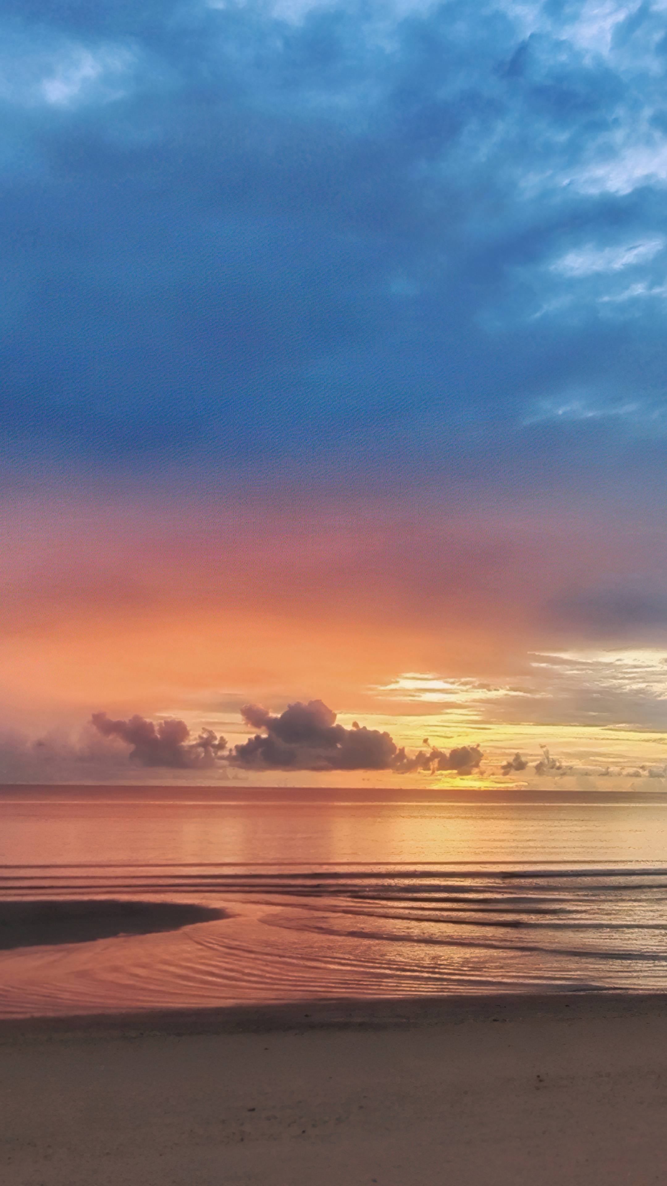 Sunrise over the ocean with colorful clouds HD Phone Wallpaper