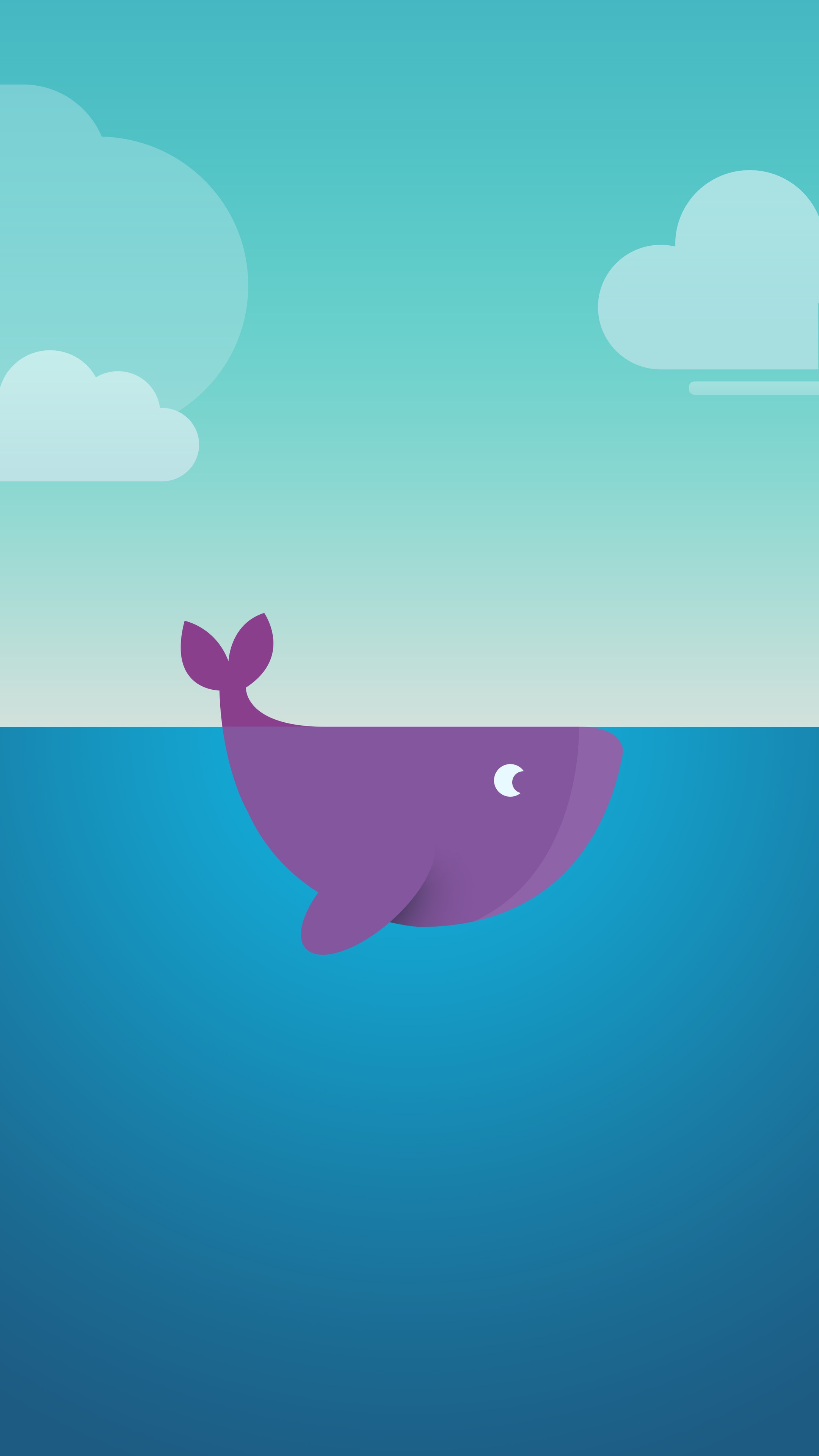 Minimalist purple whale in the ocean with clouds HD Phone Wallpaper