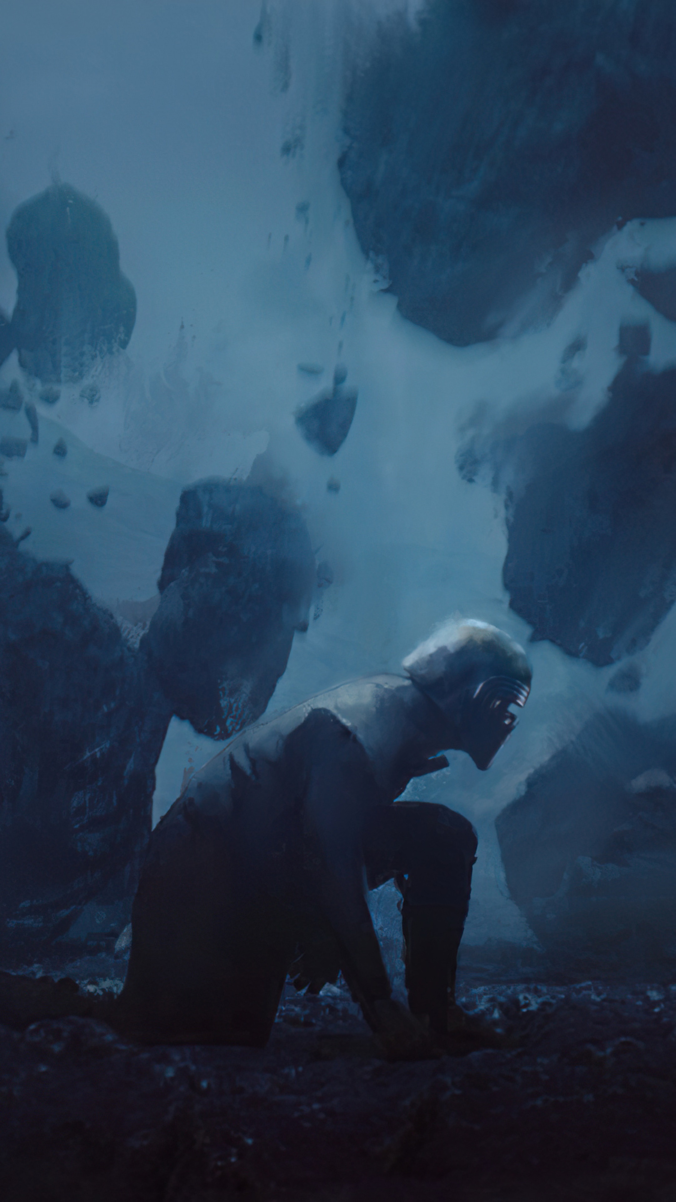 Kylo Ren from Star Wars in a rocky environment HD Phone Wallpaper