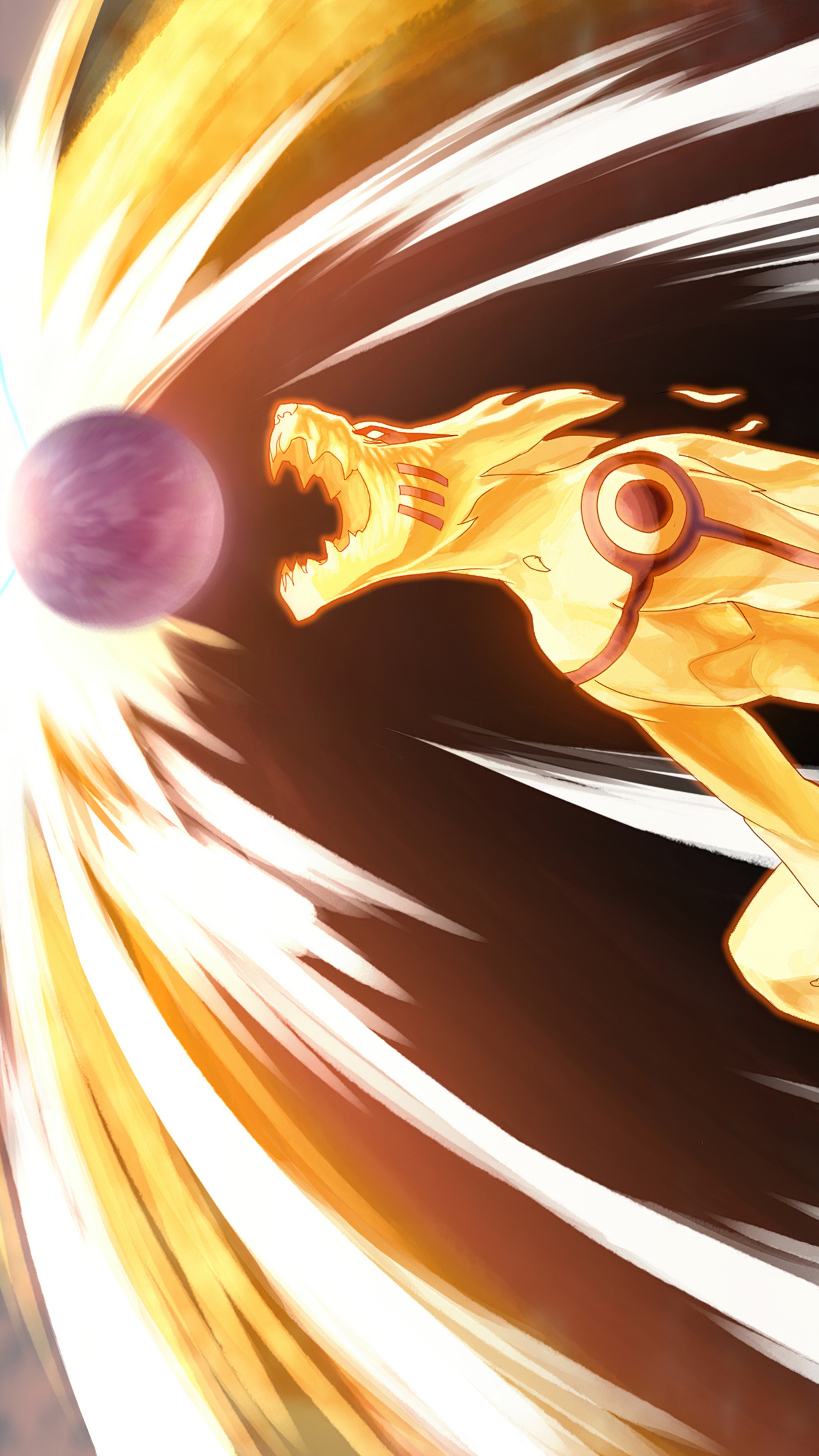 Kurama from Naruto firing a Tailed Beast Ball HD Phone Wallpaper