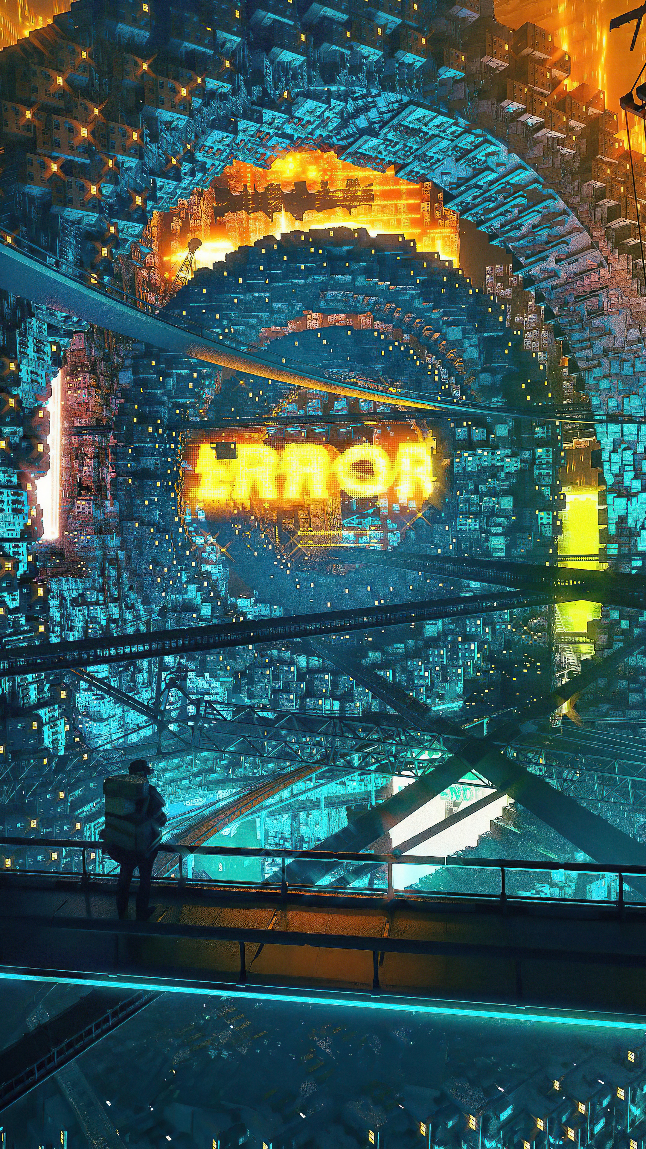 Sci-fi digital art with ERROR sign HD Phone Wallpaper