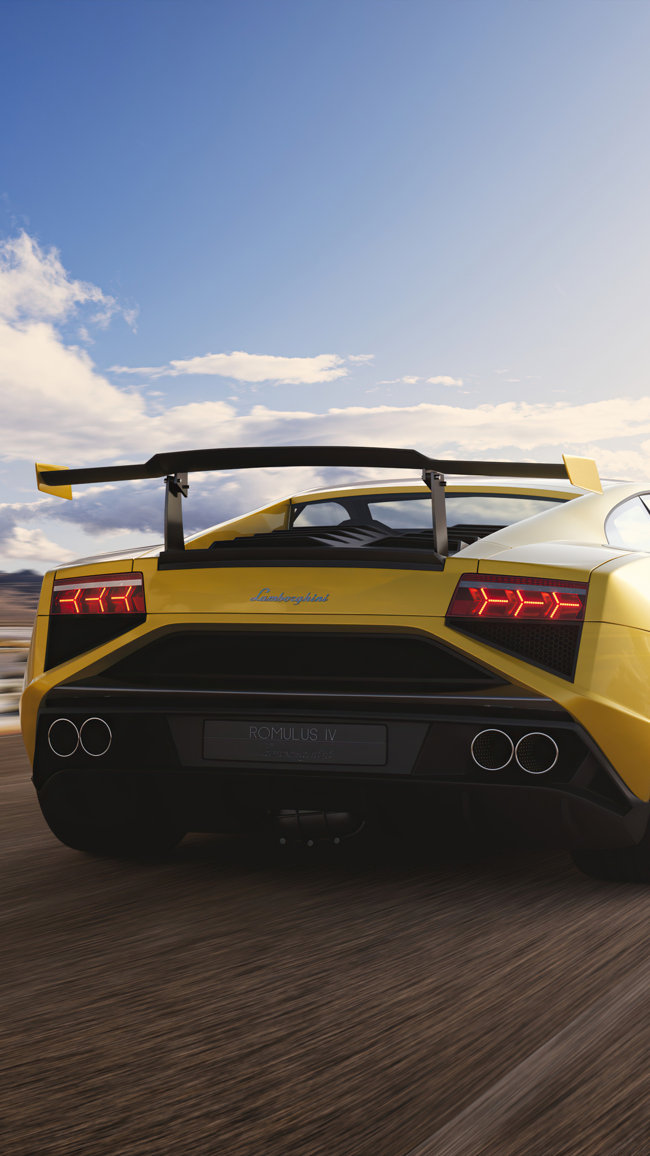 Yellow Lamborghini Gallardo with Rear Spoiler HD Phone Wallpaper