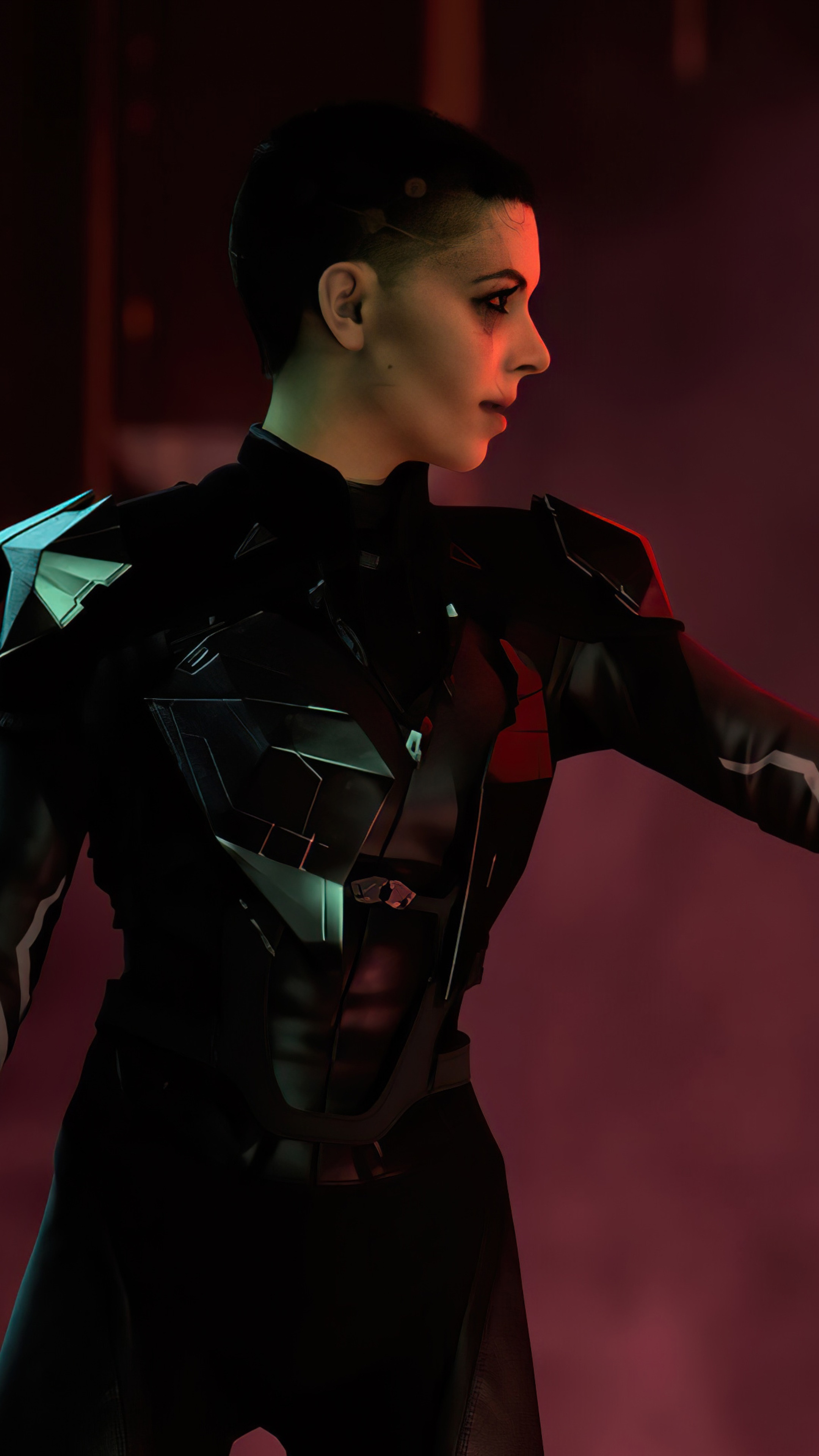 Woman in futuristic armor HD Phone Wallpaper