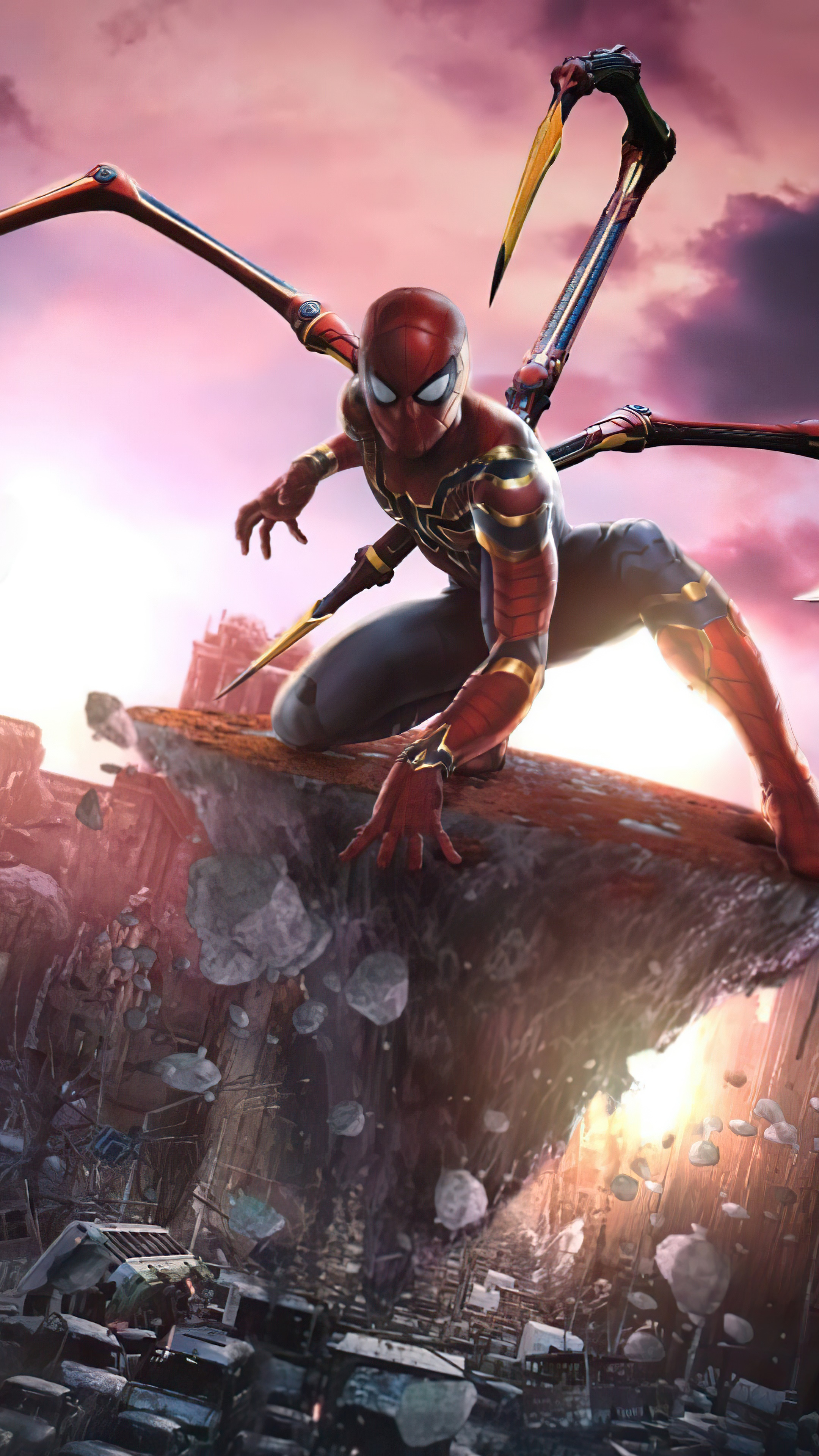 Spider-Man from Marvel Comics in Iron Spider suit HD Phone Wallpaper
