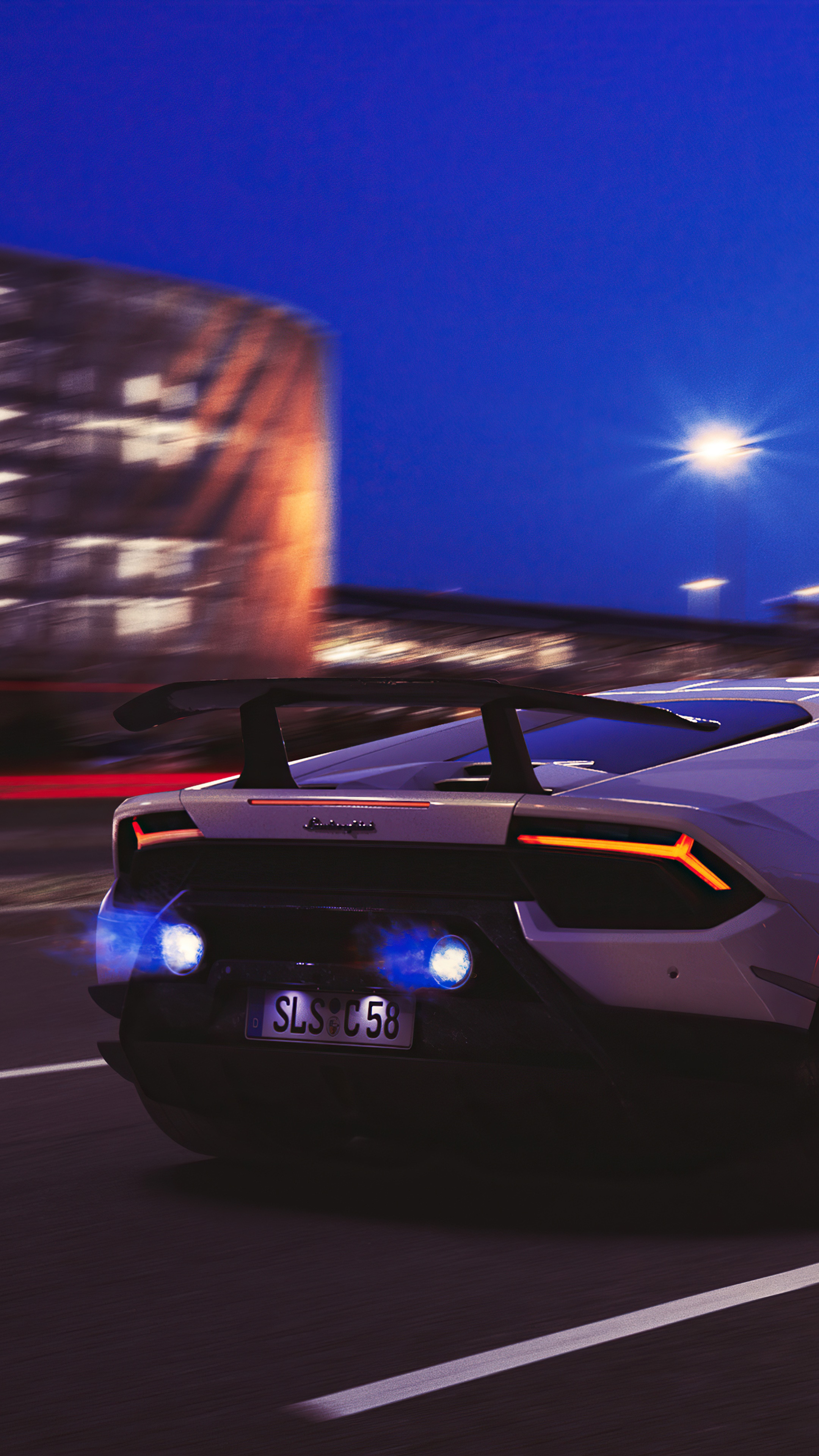 Lamborghini Huracan Performante driving at night HD Phone Wallpaper