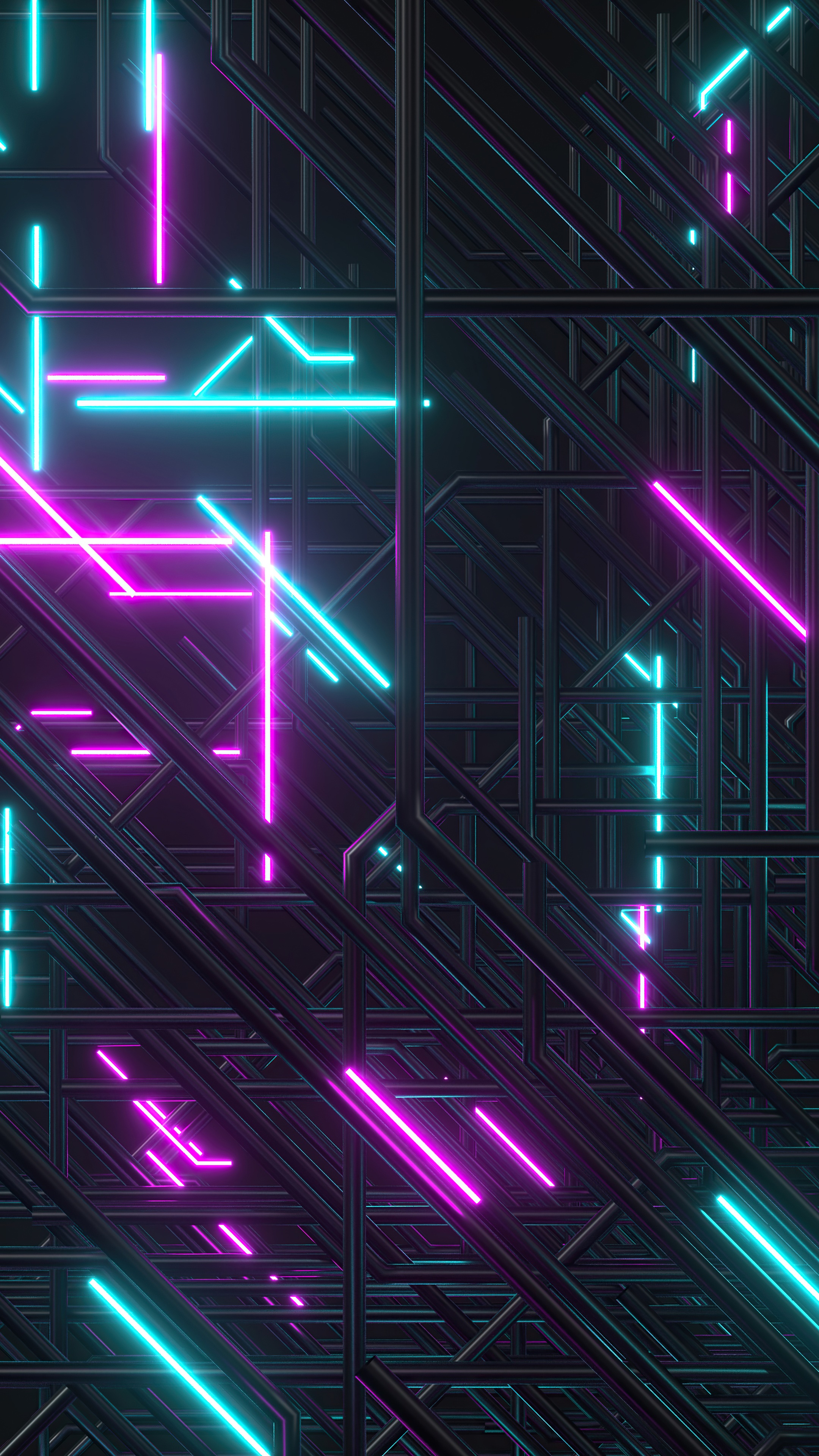 Abstract digital art with neon lights HD Phone Wallpaper