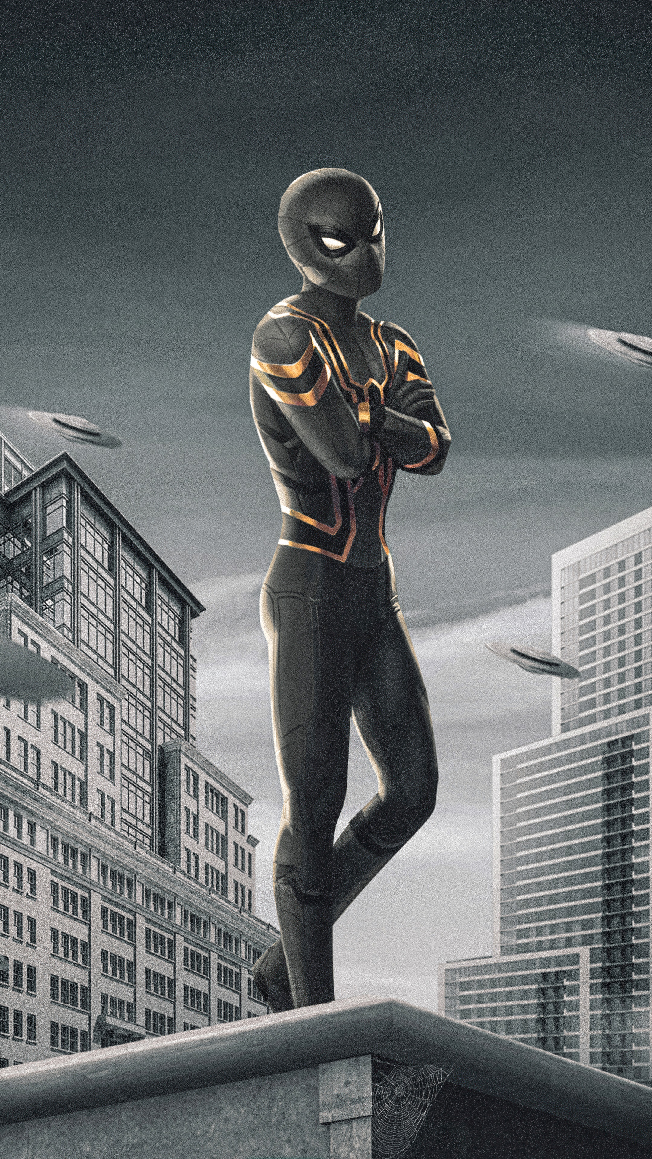 Spider-Man from Spider-Man: No Way Home in a city HD Phone Wallpaper