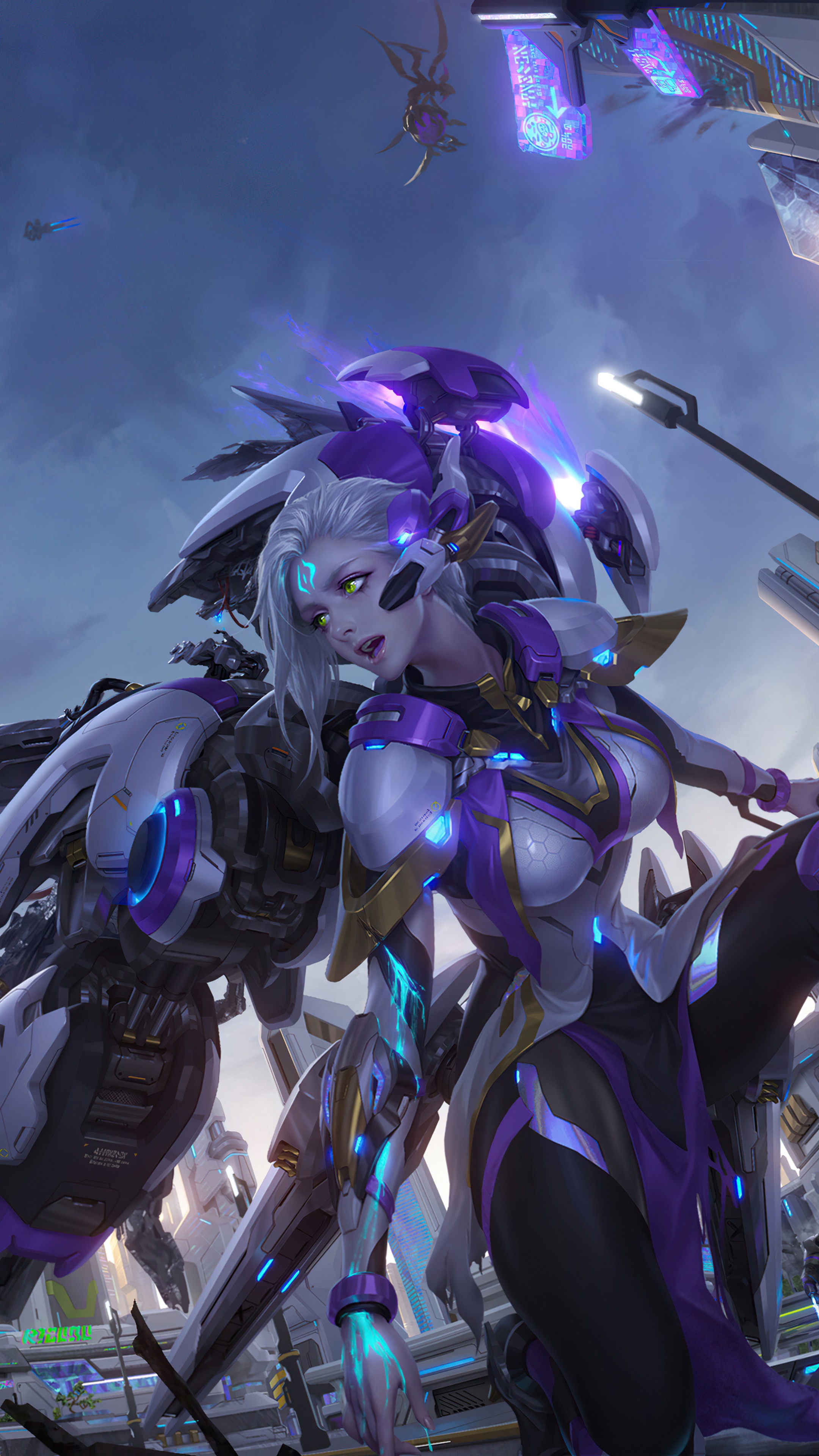 Sci-fi artwork of a female cyborg warrior HD Phone Wallpaper