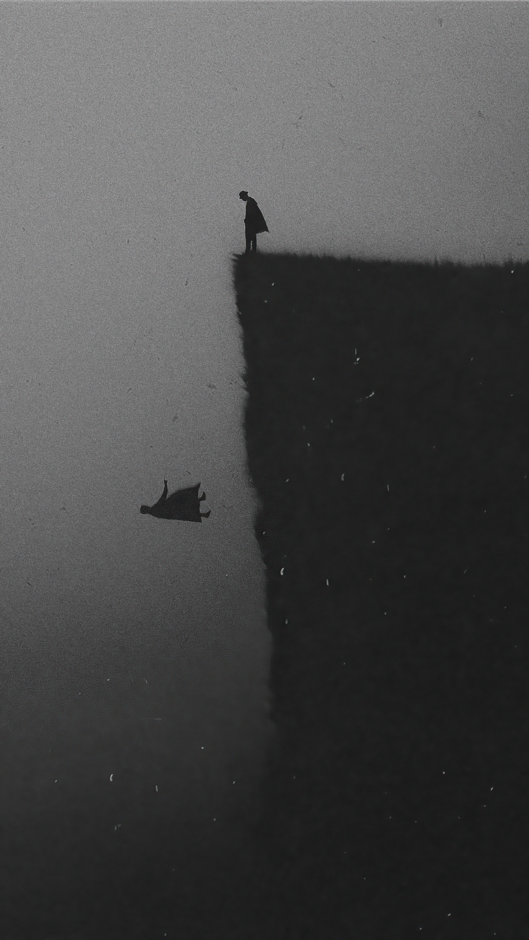 Man standing on a cliff edge with reflection HD Phone Wallpaper