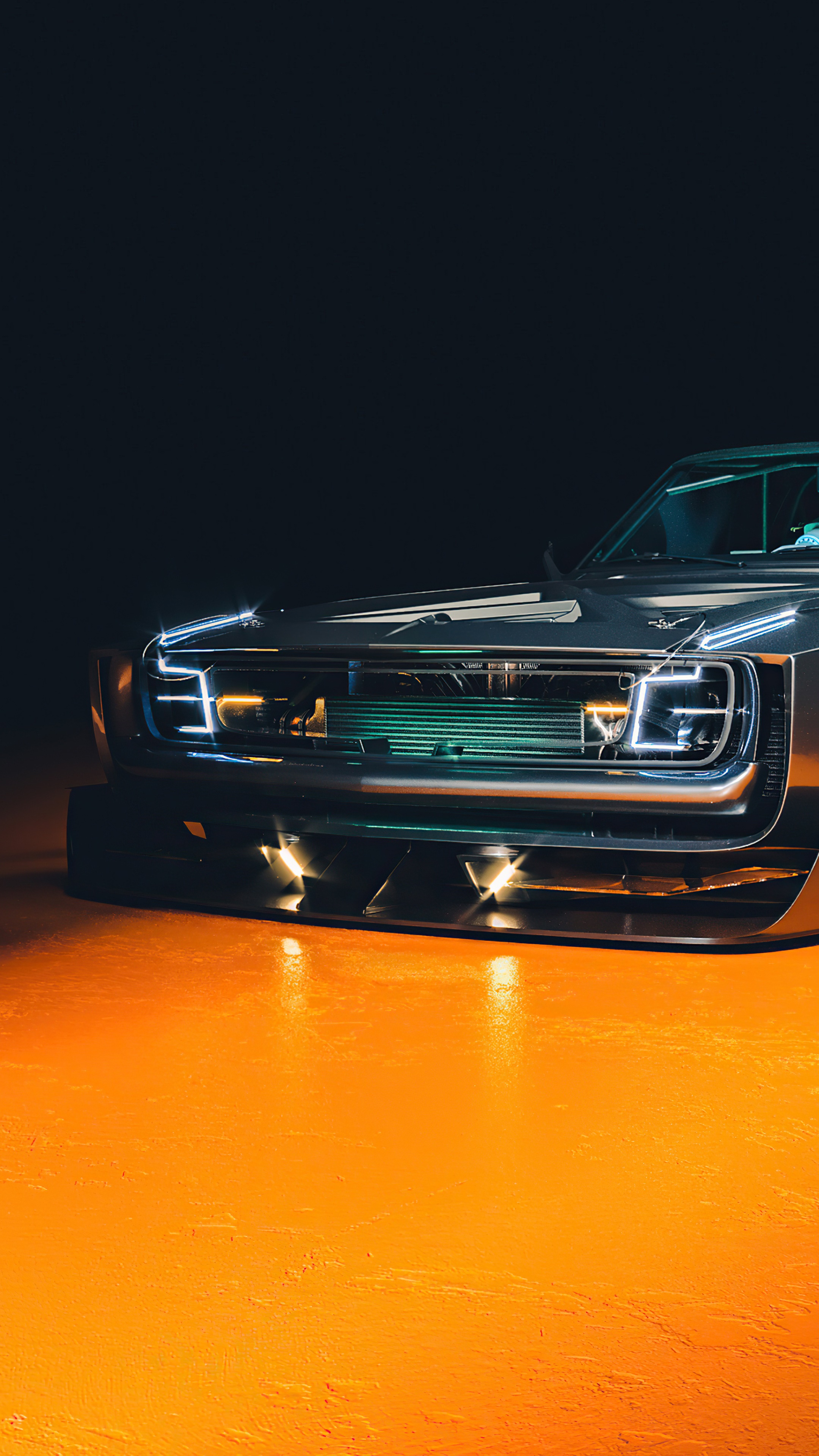 Concept car artwork with glowing lights HD Phone Wallpaper