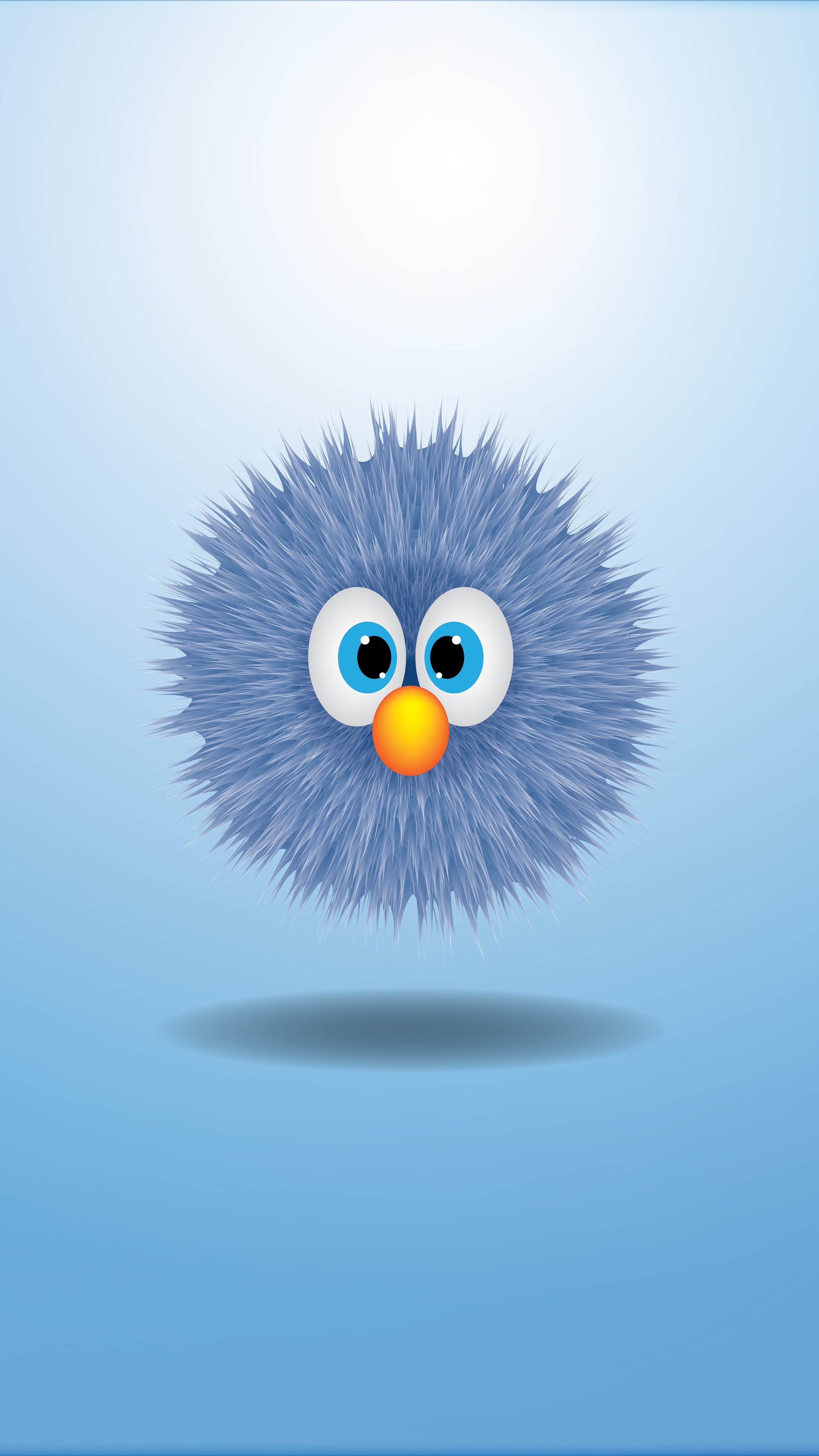 Fluffy blue creature with big eyes HD Phone Wallpaper