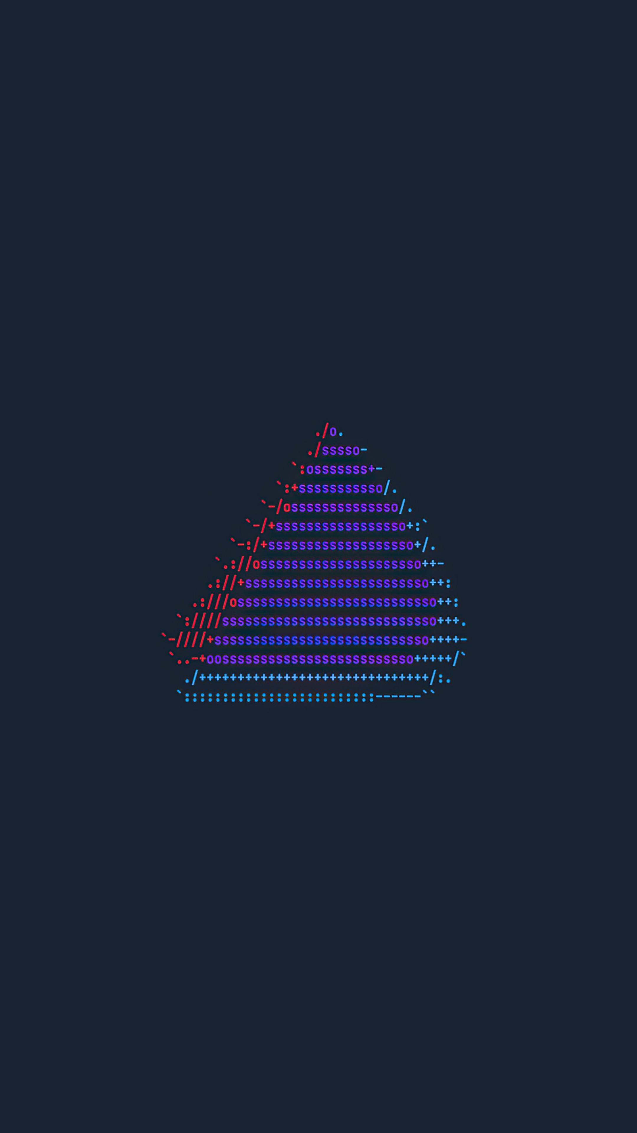 Minimalist ASCII art triangle on dark background HD Phone Wallpaper