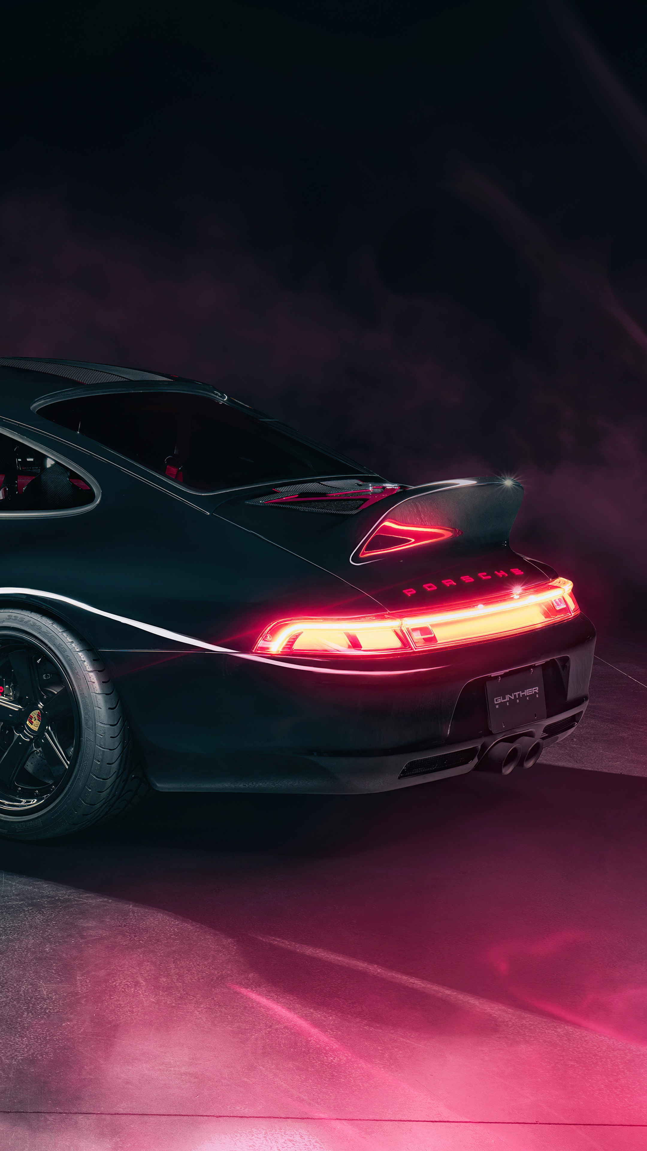 Porsche 911 rear view with red lights HD Phone Wallpaper